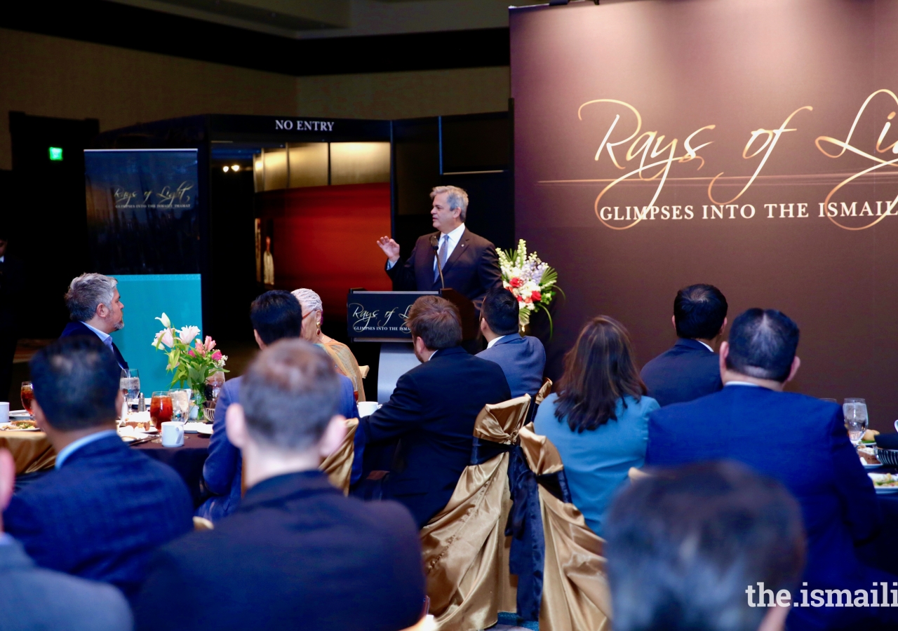 Austin Mayor Steve Adler addresses luncheon guests at the Rays of Light event in Austin.