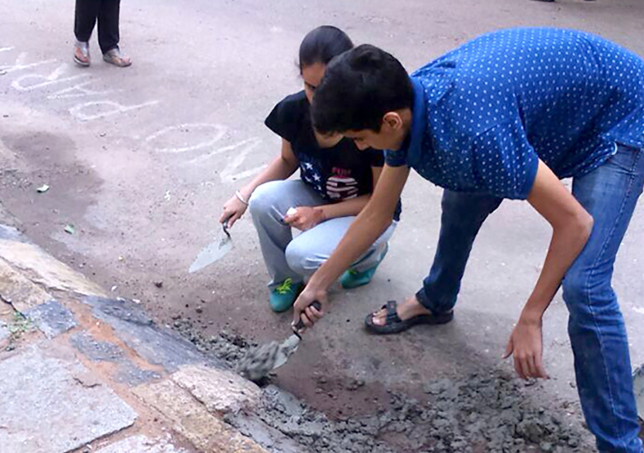 Roads being repaired as a part of a cleanliness drive in Bengaluru. Ismaili Council for India