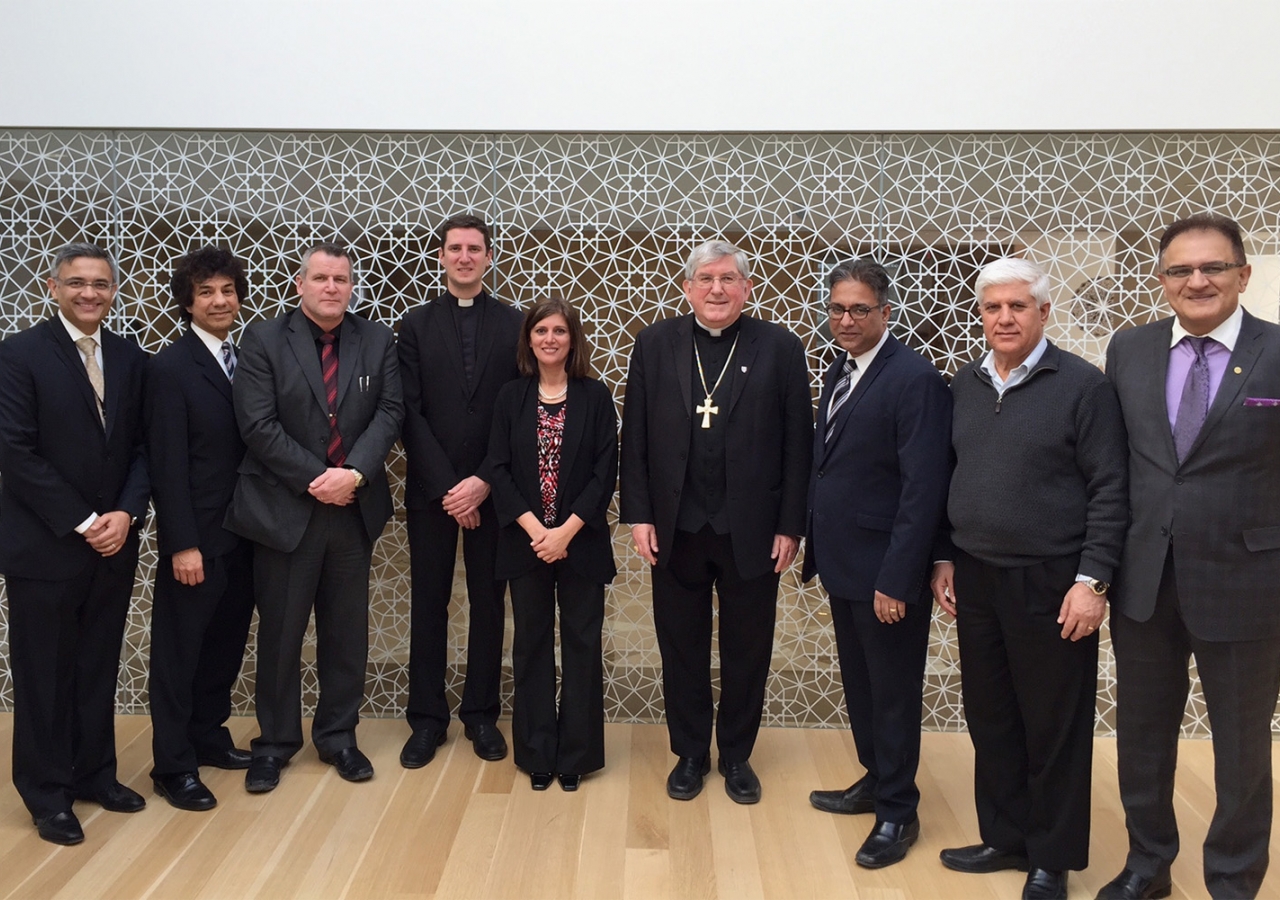 His Eminence Cardinal Collins and members of the Archdiocese with national and regional Ismaili Council leaders. Amyn Kara