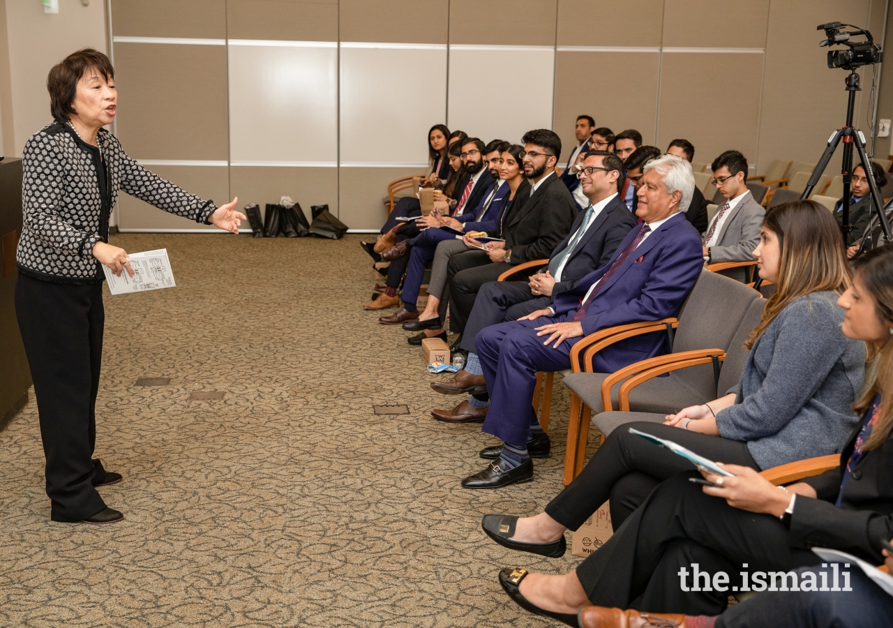 State Representative Angie Chen, a first-generation immigrant and former Asian American Council Chairwoman, addresses the group on her experiences that led her to public service.