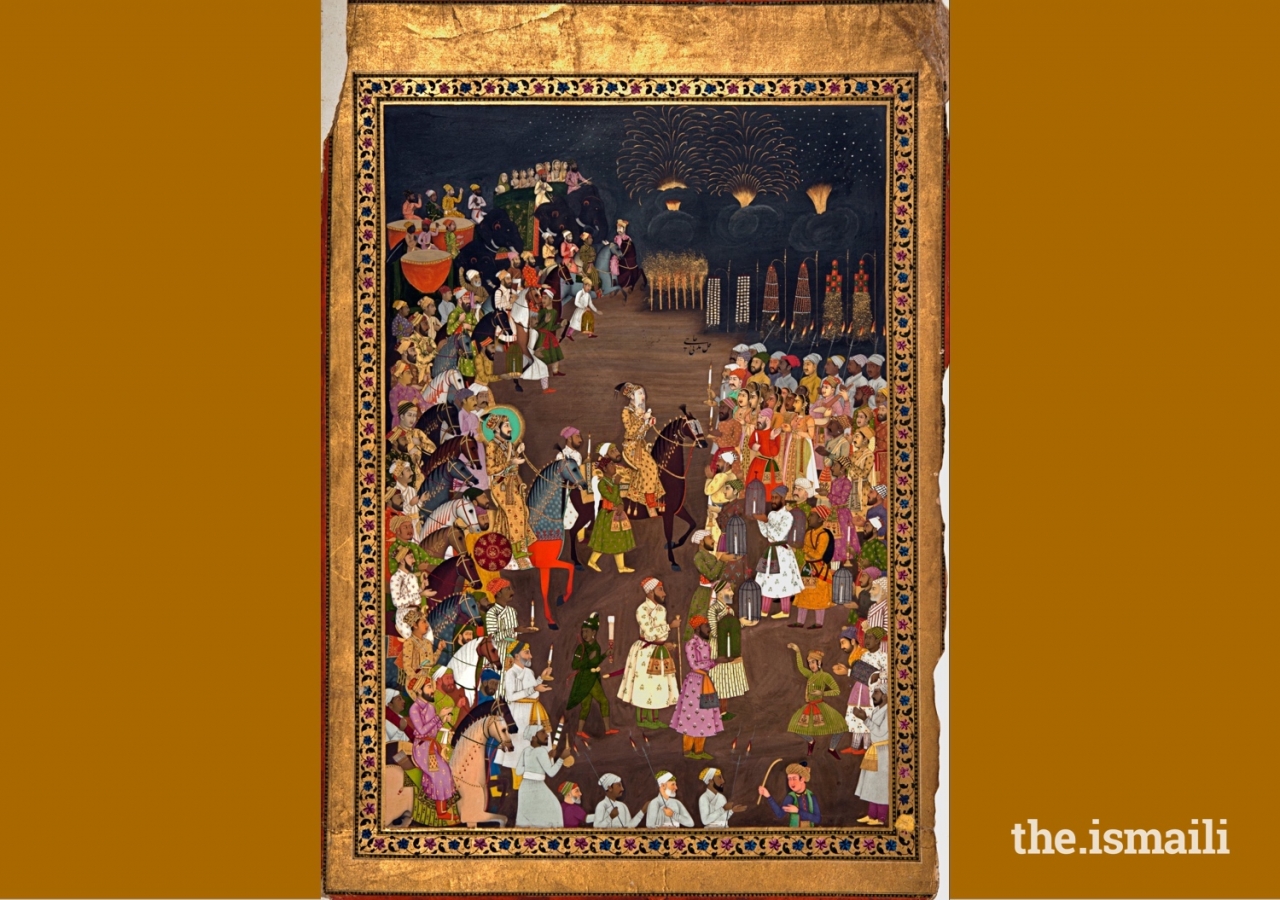 The Mughal Emperor Shah Jahan in the marriage procession of his eldest son, Dara Shikoh. Original painting in the National Museum, Delhi