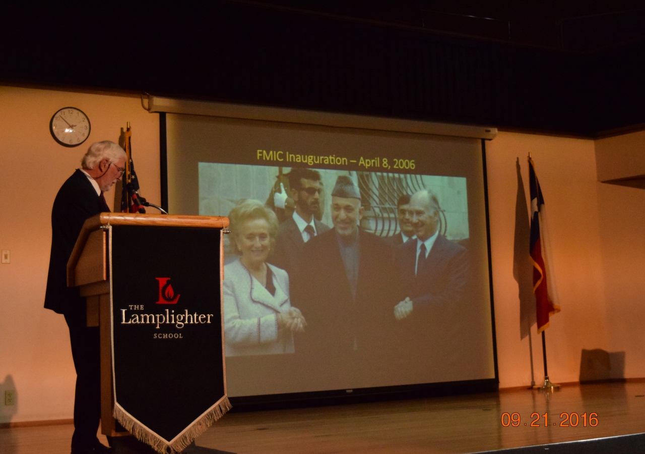 Lee Hilling, Chairman of the FMIC, at Lamplighter School.