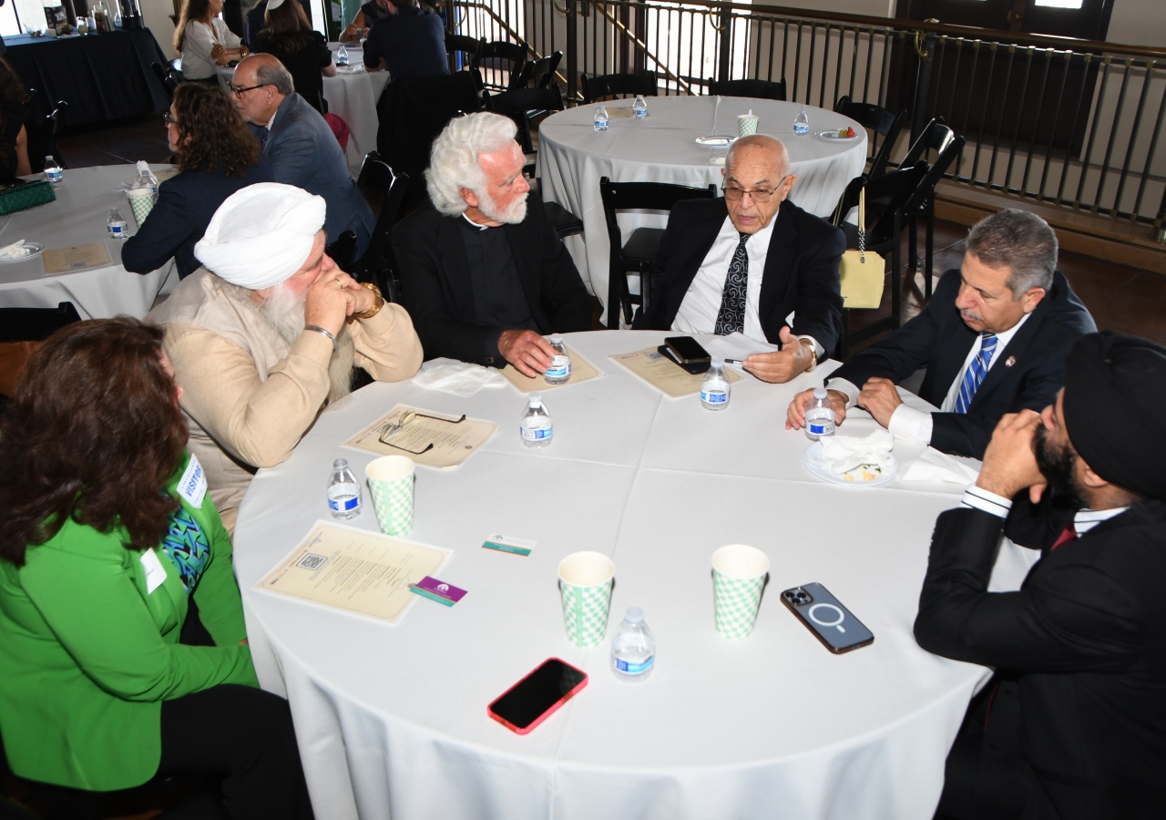 From left: Nirinjan Singh Khalsa, Father Alexei Smith, Catholic Archdiocese of Los Angeles, Dafer Dakhi, Omar Ibn Al Khattab Foundation, Ali Tweini.