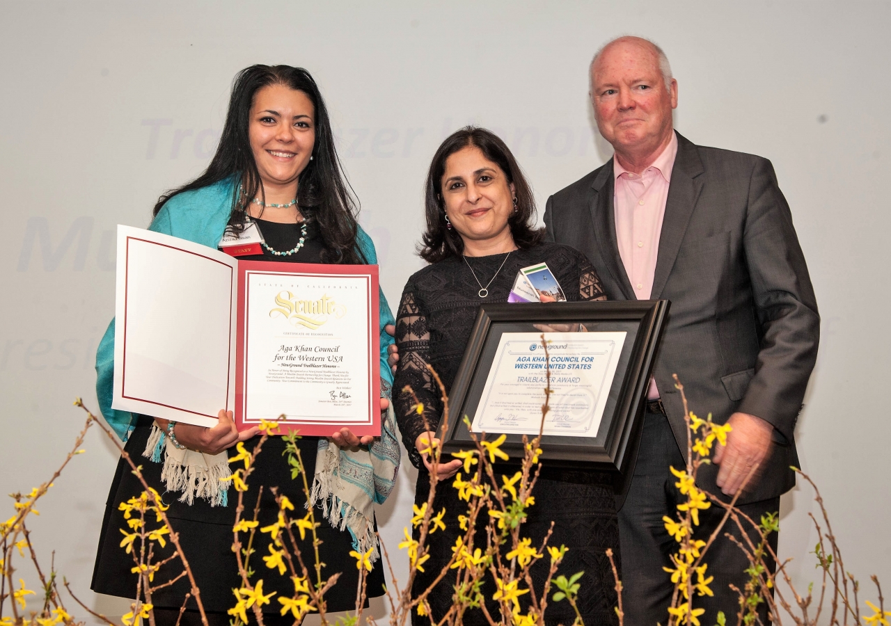 Aziza Hassan, Executive Director of NewGround, Muneerah Merchant, President of the Aga Khan Council for the Western United States, and David Tamm, Interfaith Liaison for Los Angeles Mayor Eric Garcetti