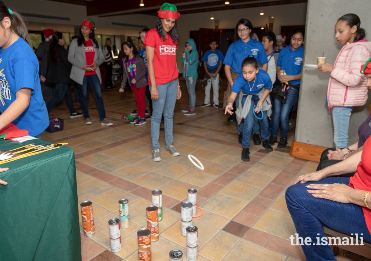 Students attending the Share Your Holidays Food Drive were treated to several fun activities inside the lobby of the Ismaili Jamatkhana and Center.