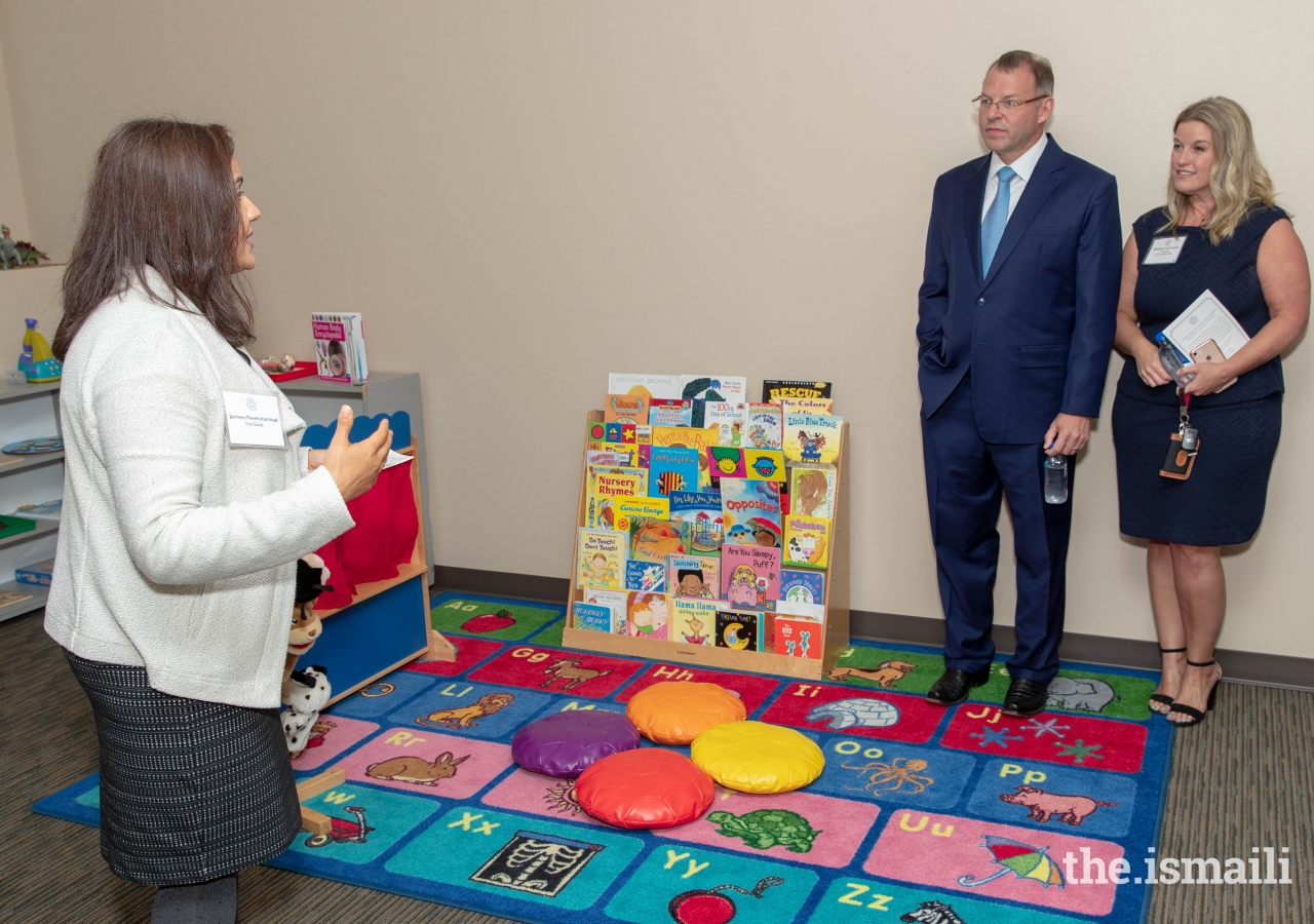 Cedar Park Mayor, Corbin Van Arsdale and First Lady of Cedar Park, Stephanie Van Arsdale, taking a tour of the Discovery Room in the Education wing of the Ismaili Jamatkhana in Cedar Park.