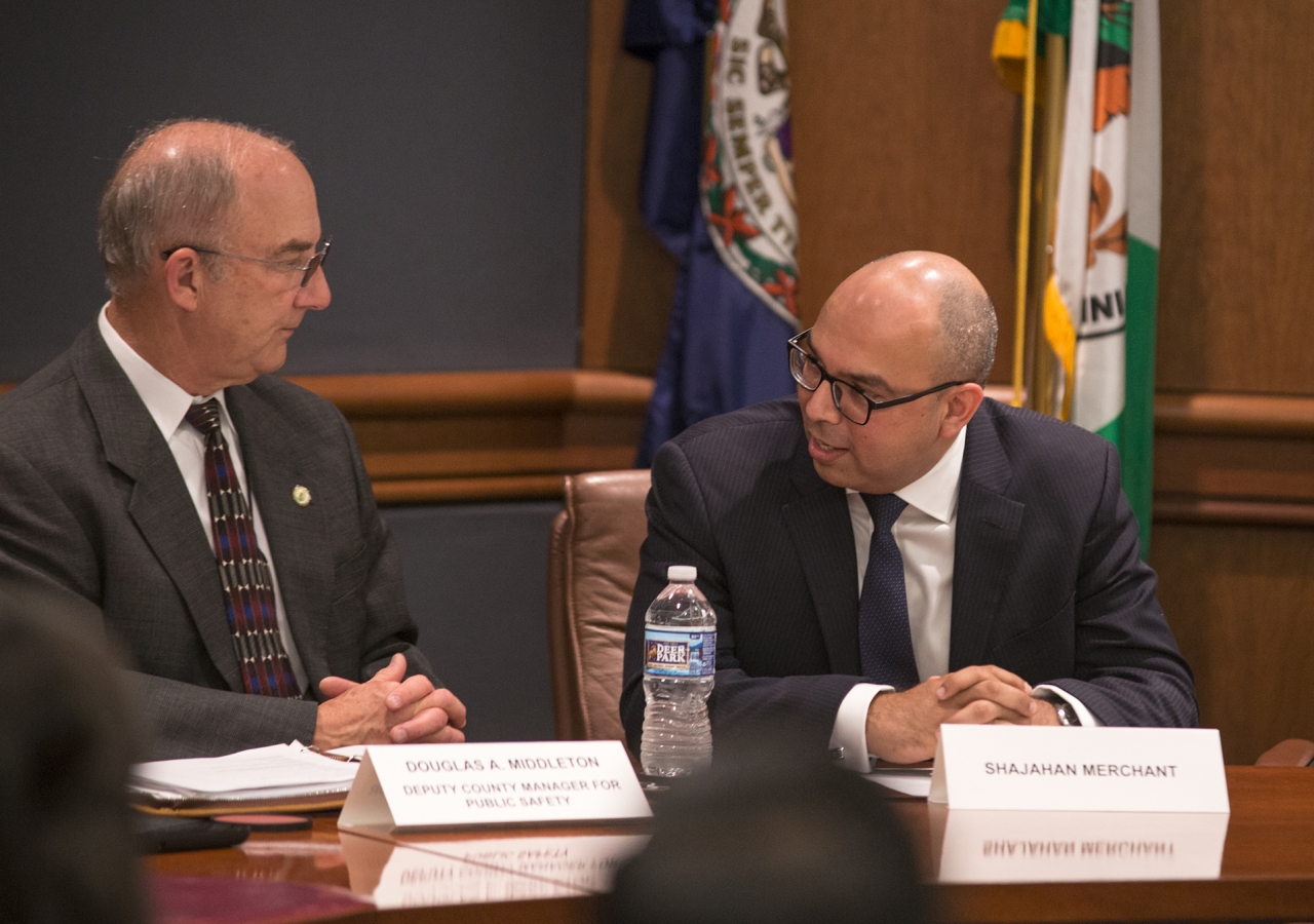 President Shajahan Merchant of the  Ismaili Council for the Northeastern United States  in conversation with Mr. Douglas A Middleton, the Deputy County Manager for Public Safety of Henrico County.