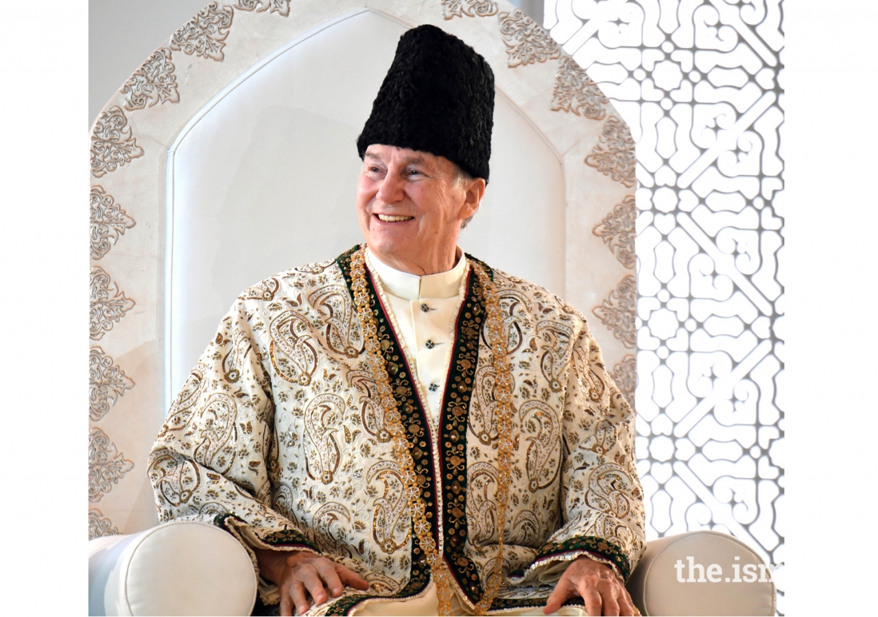 Mawlana Hazar Imam at the Diamond Jubilee Darbar in Paris.