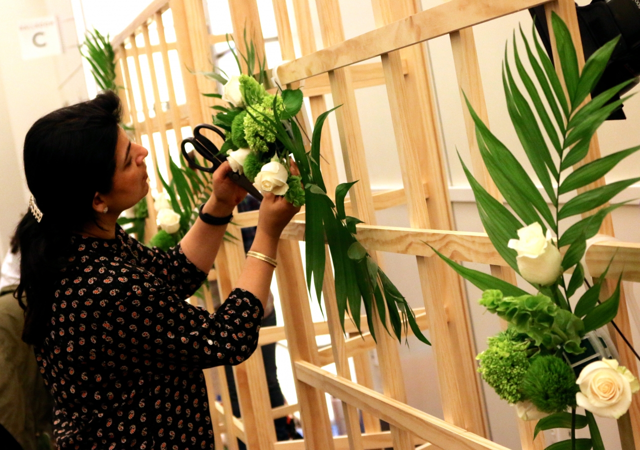 Flowers being used to decorate the hall on July 11th.