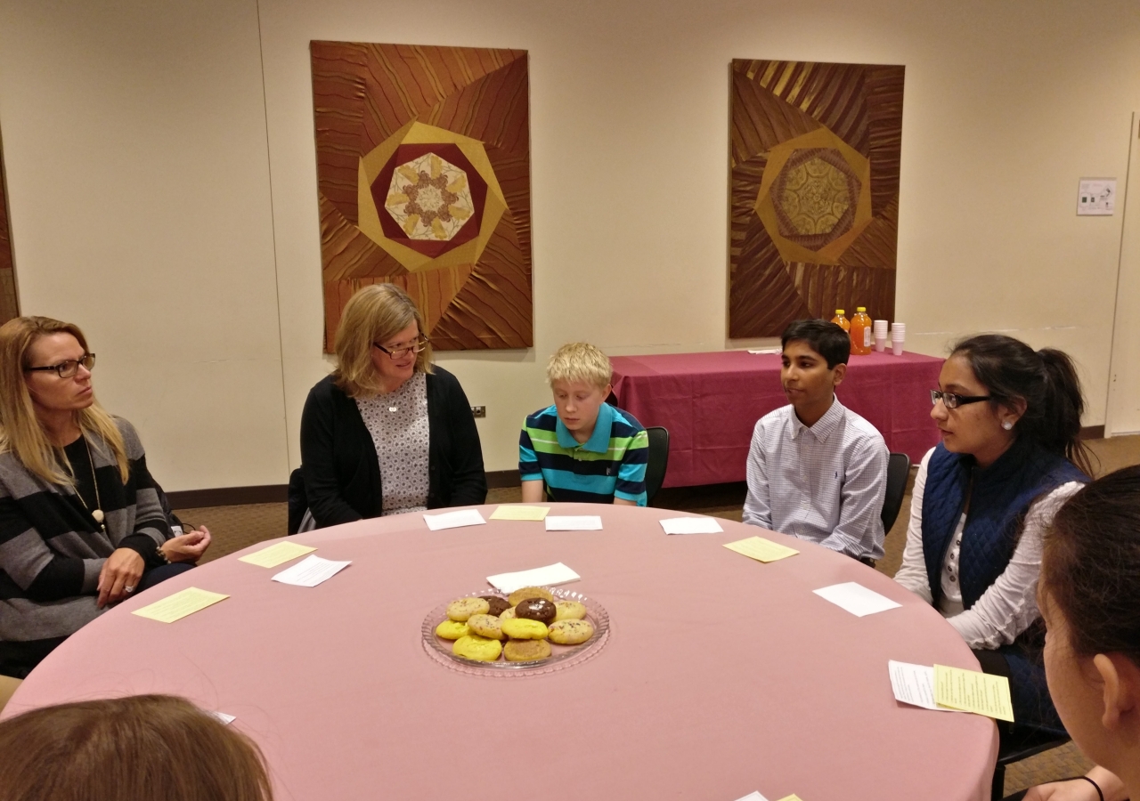 STEP students and youth from St. David’s Episcopal Church meeting at the Ismaili Jamatkhana, Glenview.