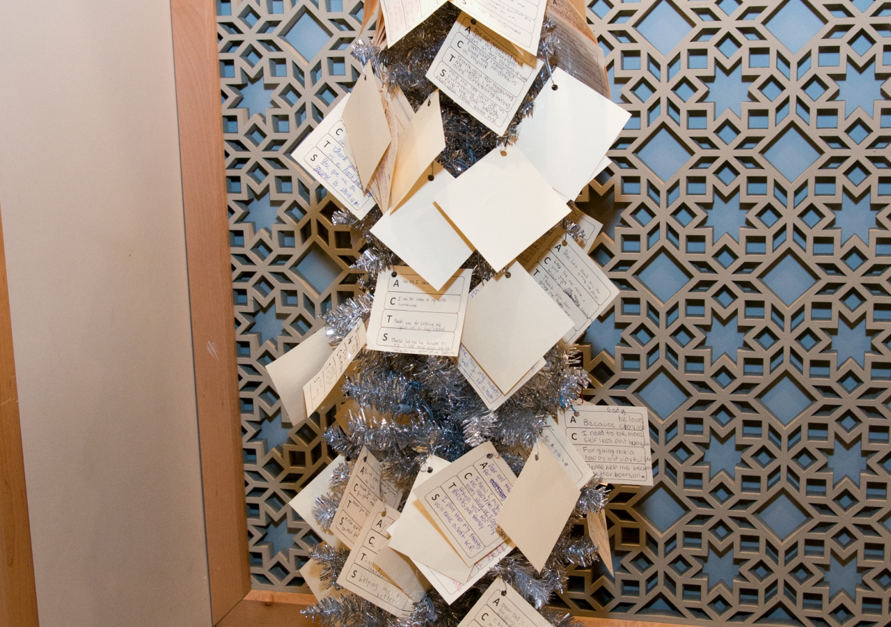 Prayers written by Westminster students were attached to a prayer tree to symbolize their significance when done in a congregation highlighting the diversity of faiths.