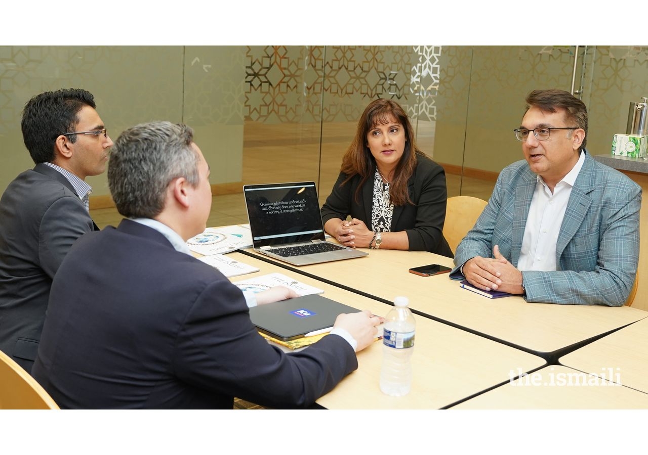 Gwinnett County Commissioner Ben Ku meets President Murad Abdullah and other community members to discuss how to engage Gwinnett citizens from diverse backgrounds into leadership and board positions within the county.