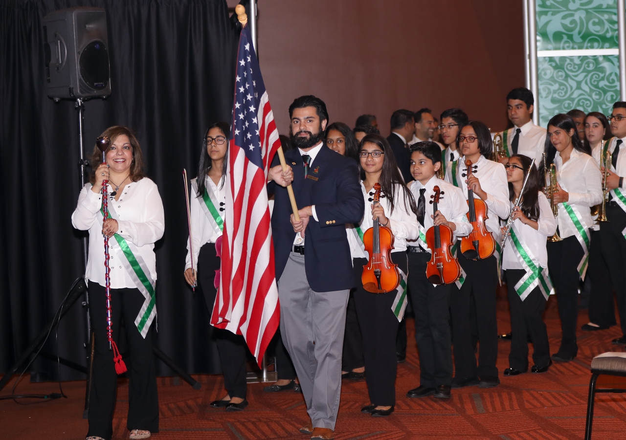 Murtaza Ramzan leads the marching band.