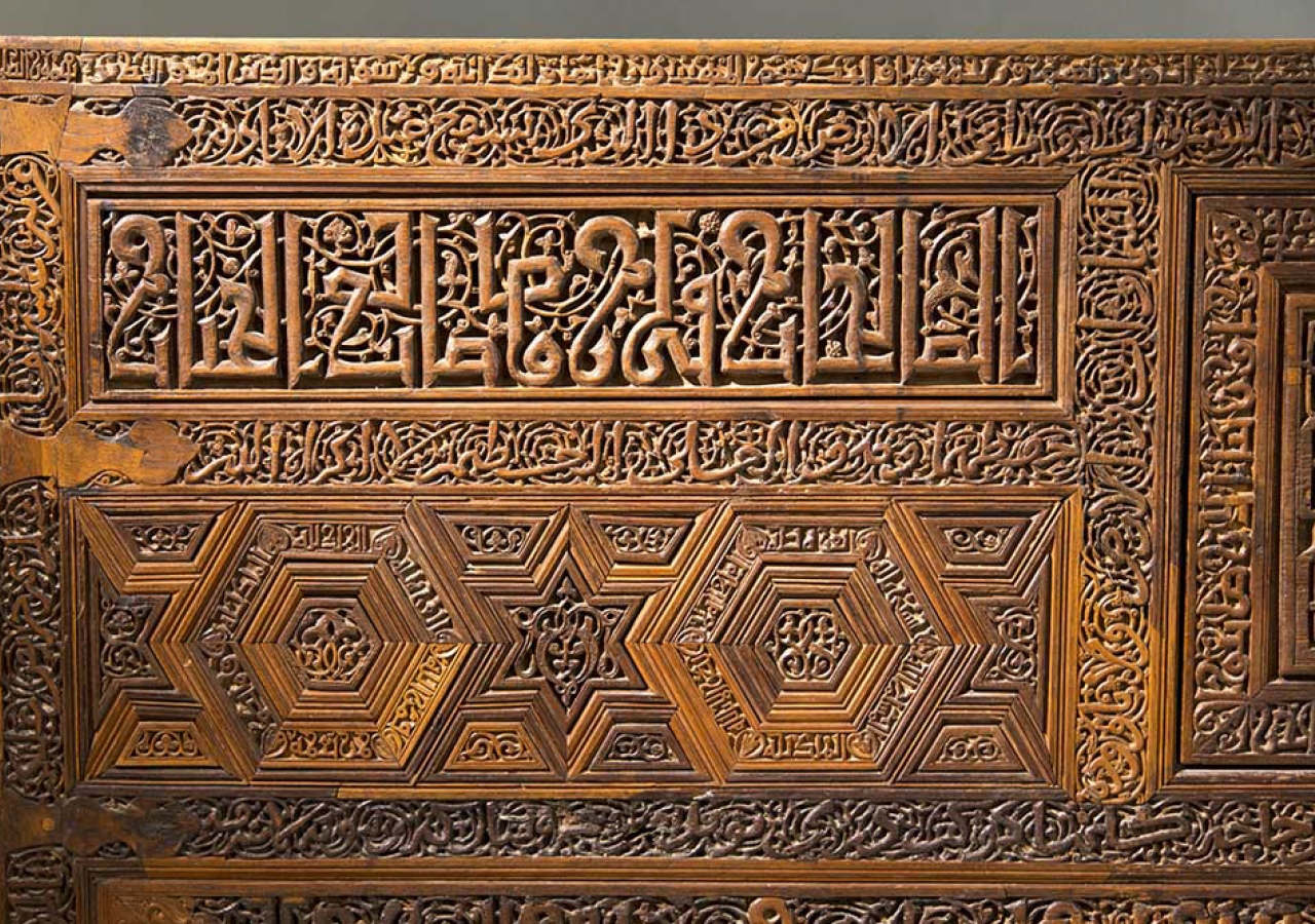 Detail of the original cenotaph of Imam al-Husayn from the Mosque of Sayyidna al-Husayn. This masterpiece of Fatimid woodcarving is now held at the Cairo Museum of Islamic Art. Bernard O&#039;Kane