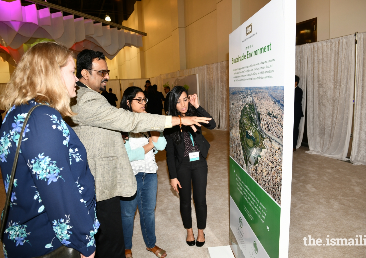 The Sustainable Environment panel, depicting Al Azhar Park in Cairo, gifted to the city by Hazar Imam.