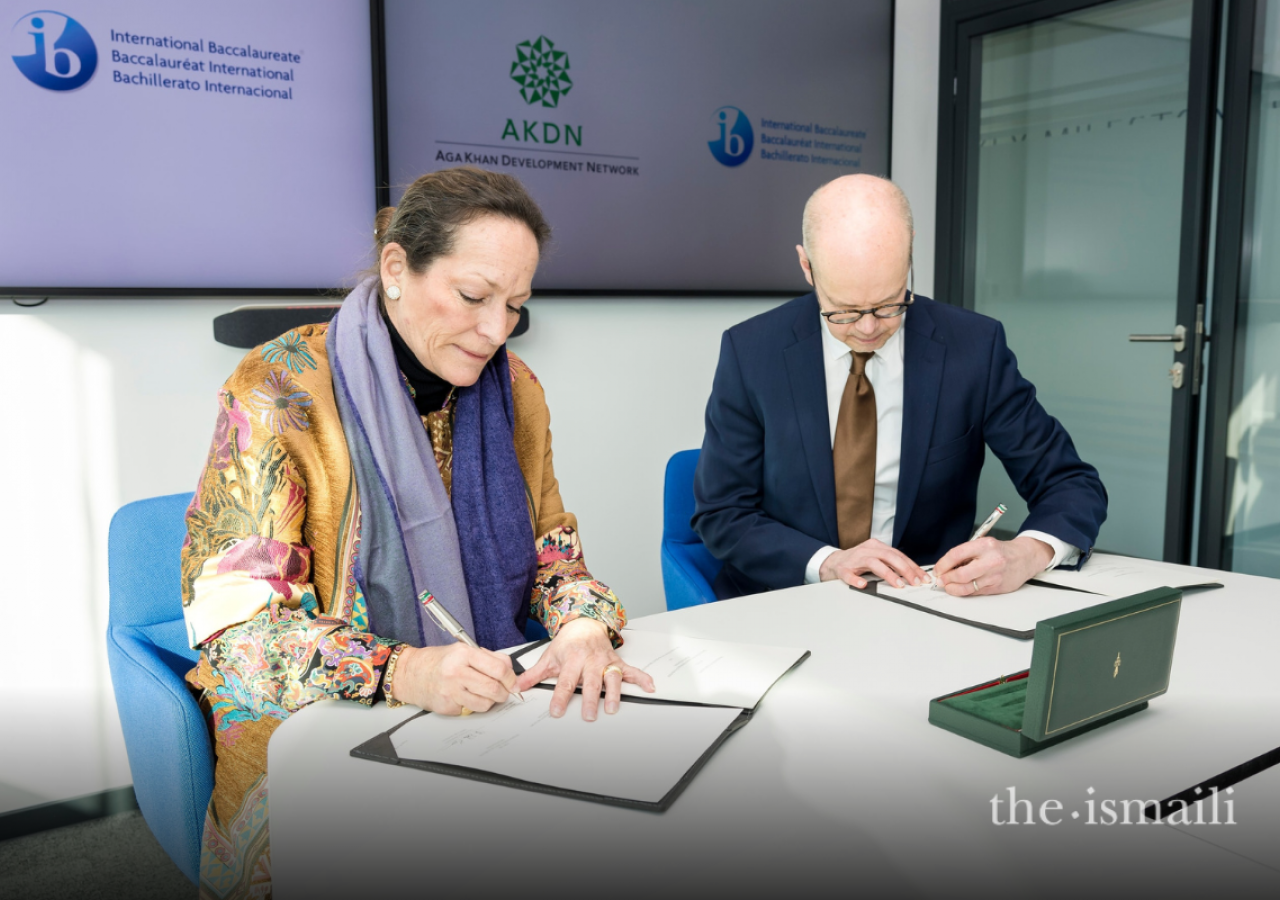 Princess Zahra and Olli-Pekka Heinonen, Director General of the IB sign a Memorandum of Understanding on 13 January 2025.