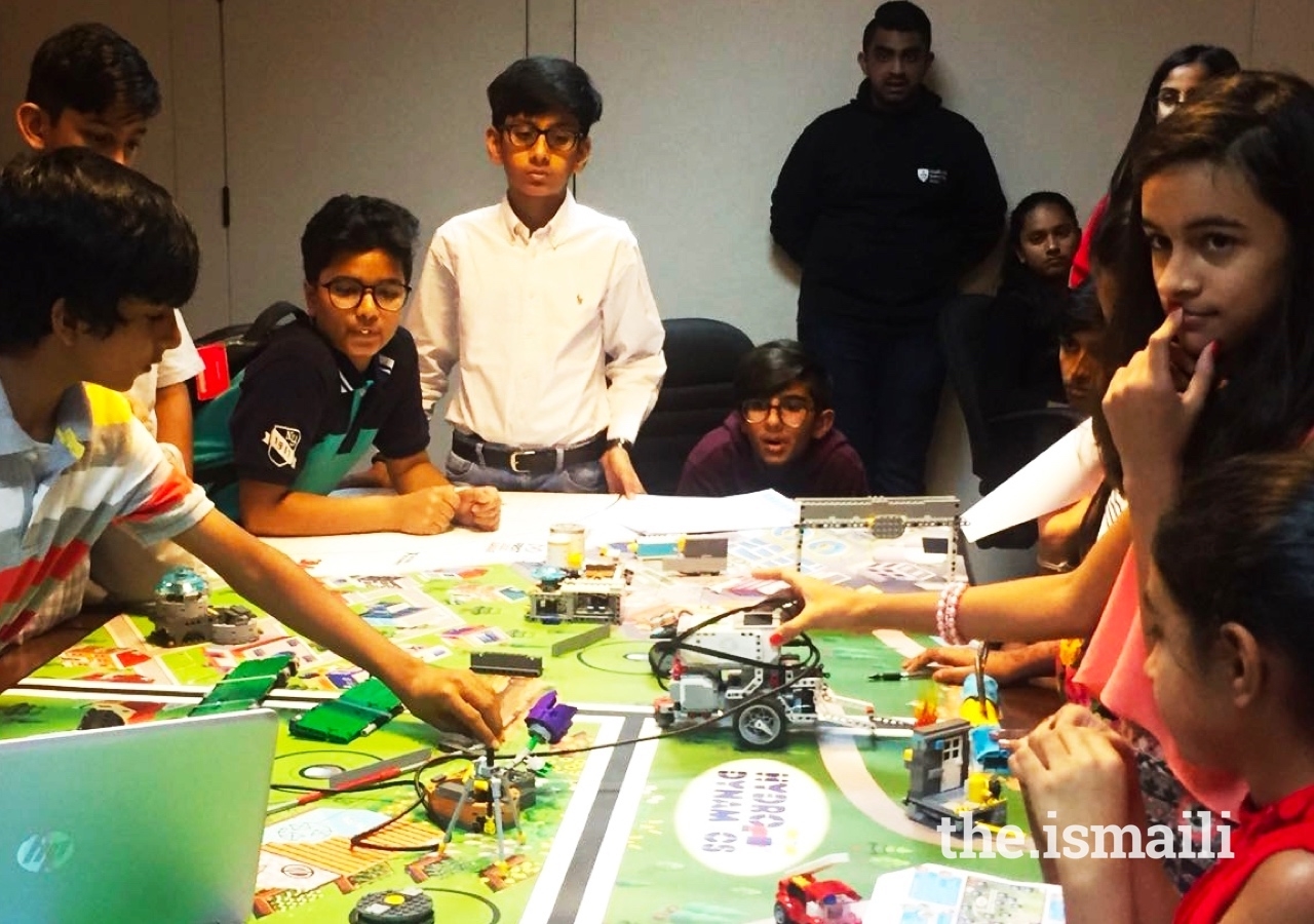 Young members of the UAE Jamat engage in a robotics competition using LEGO, as part of the i-Robotics programme at the Ismaili Centre Dubai. 