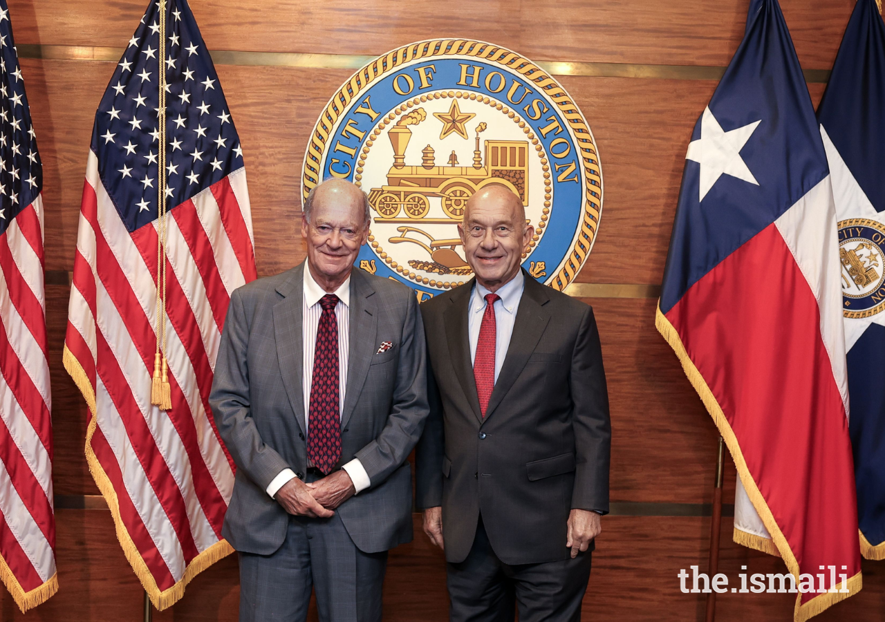 Prince Amyn and the Honorable Mayor of Houston John Whitmire at the Mayor's office.