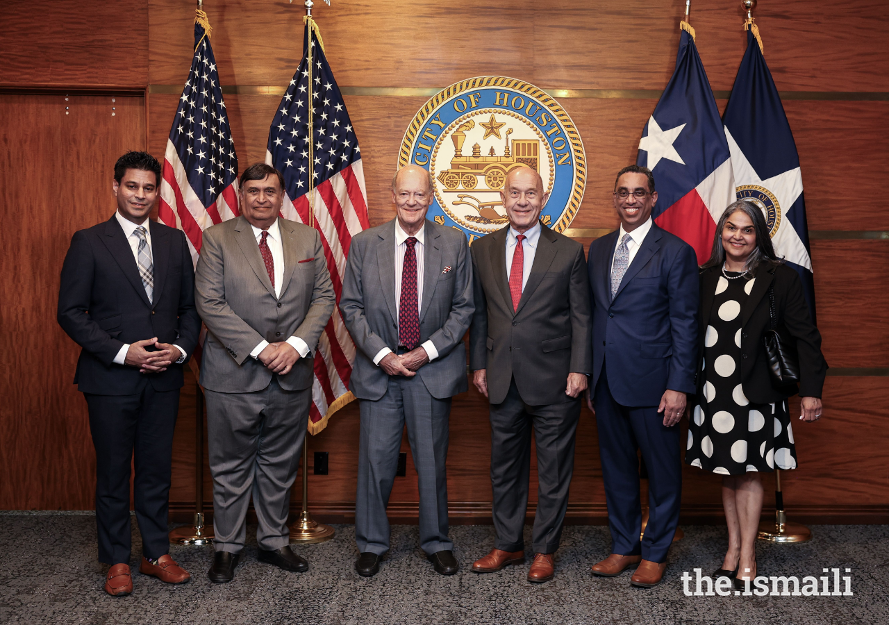 Prince Amyn, the Honorable Mayor of Houston John Whitmire, and leaders of the Jamat at the Mayor's office.