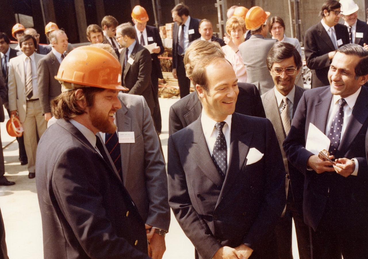 Prince Amyn assessing the construction progress of the Ismaili Centre, London. Ismaili Council for the UK