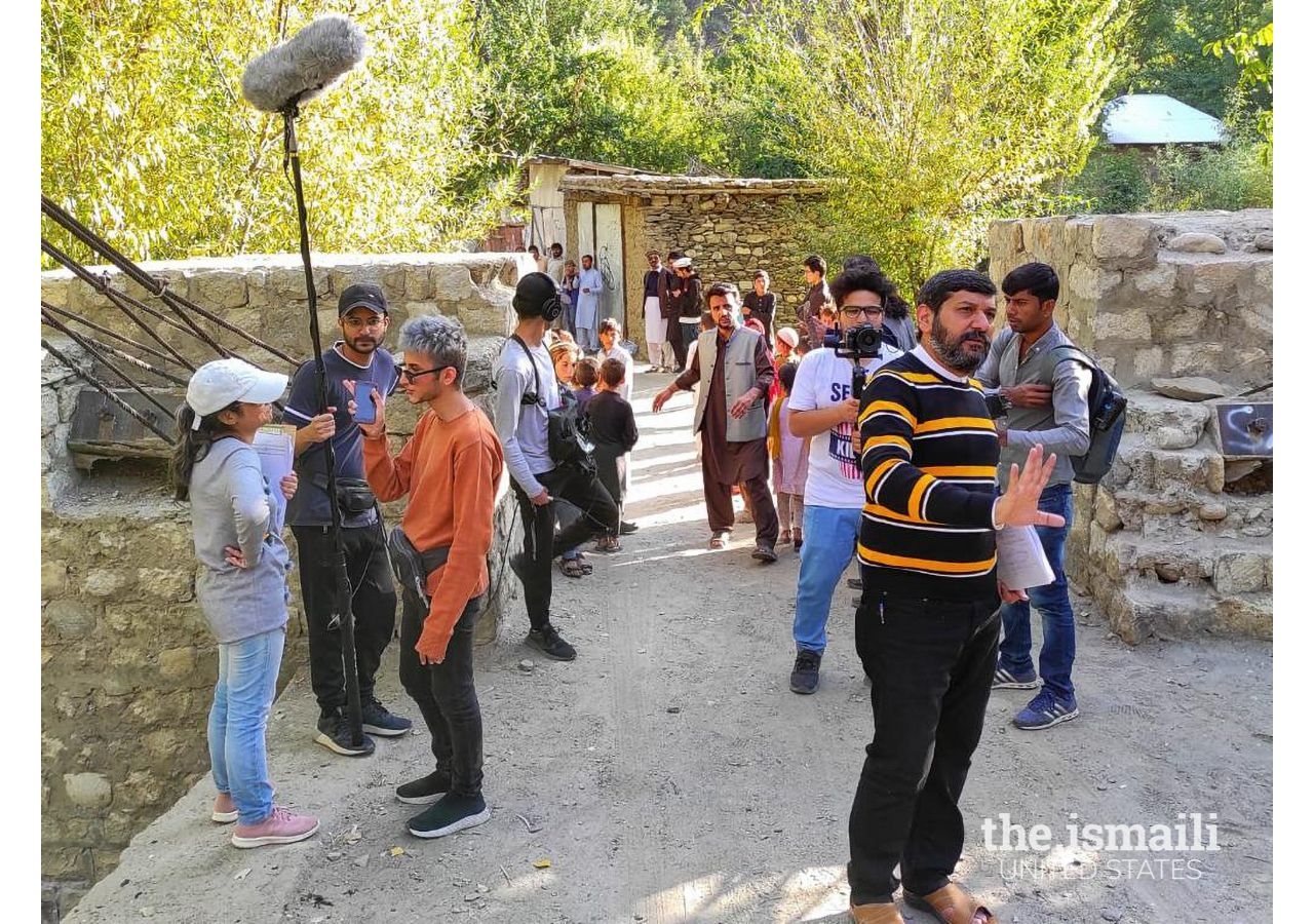 Behind the scenes during filming in a village in Chitral. 