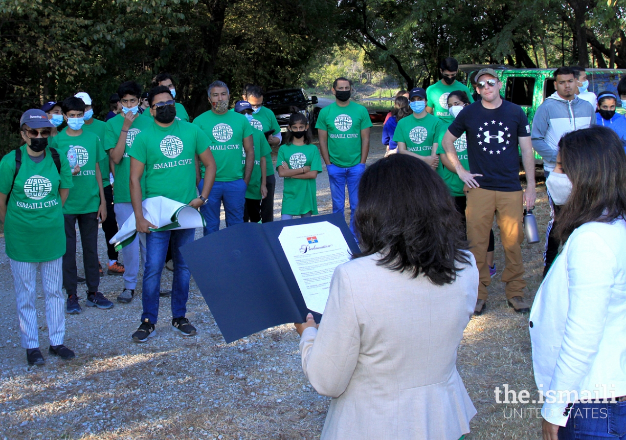 Proclamation read to Ismaili CIVIC volunteers.