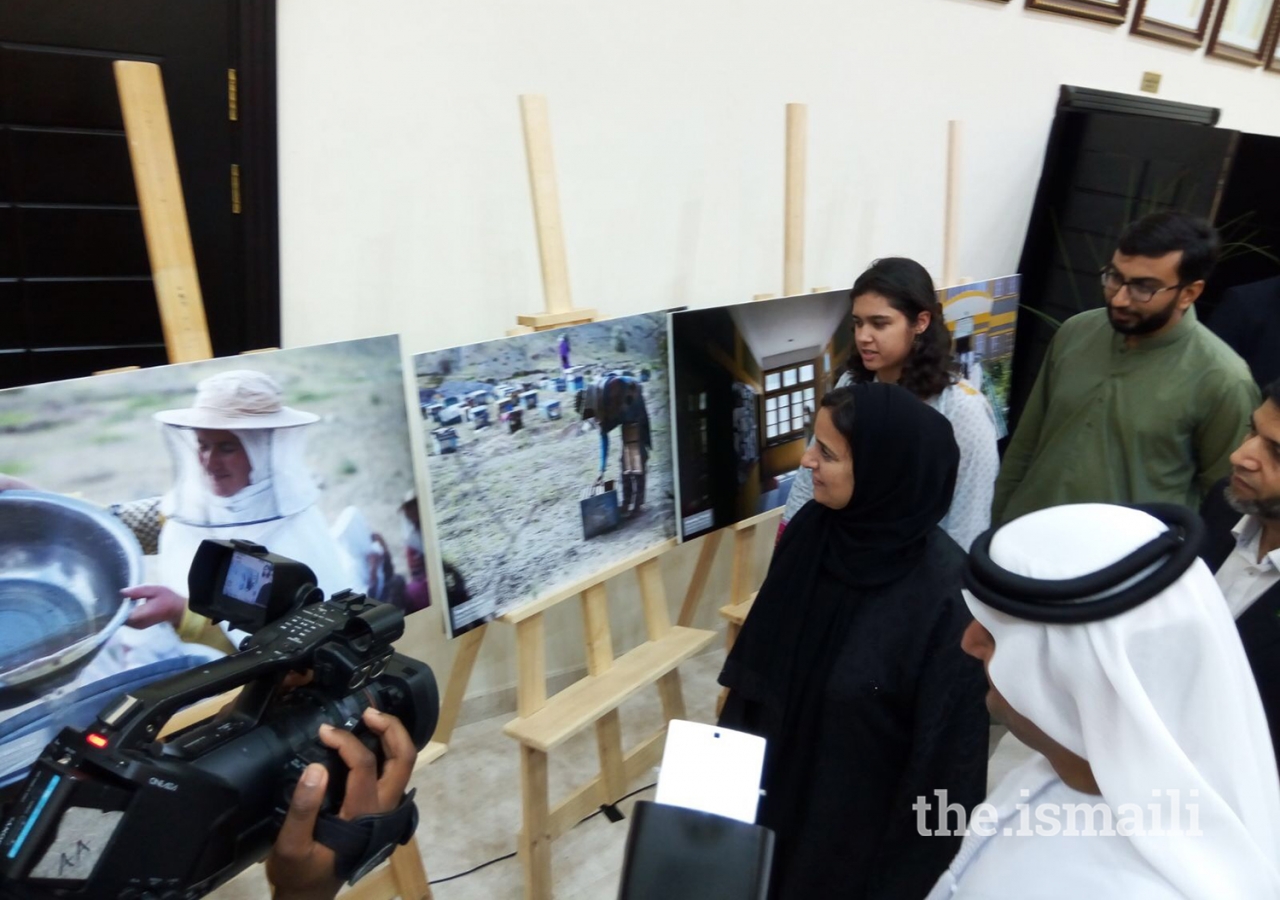 Her Excellency Sheikha Lubna bint Khalid Al Qasimi, UAE Minister of State for Tolerance, visiting the exhibition in Abu Dhabi.