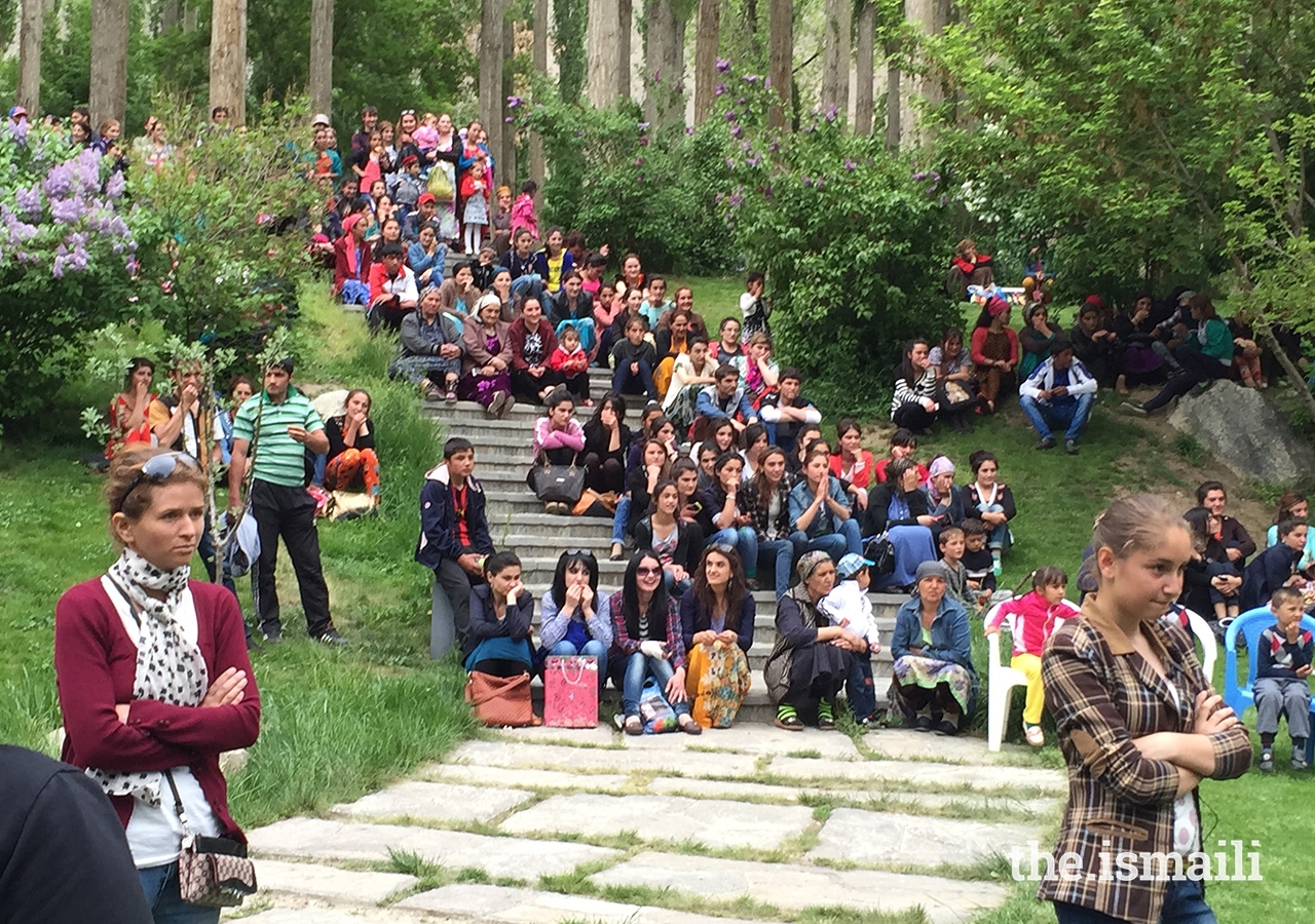 Women from the Khorog Jamat attending the Breast Cancer Awareness Campaign Kick-off event at Khorog Park.