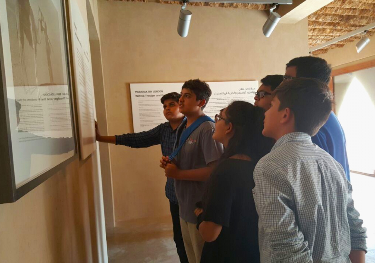 Students learn about the Aga Khan Award for Architecture during a visit to the Al Jahili Fort in Al Ain. Fatima Kamran