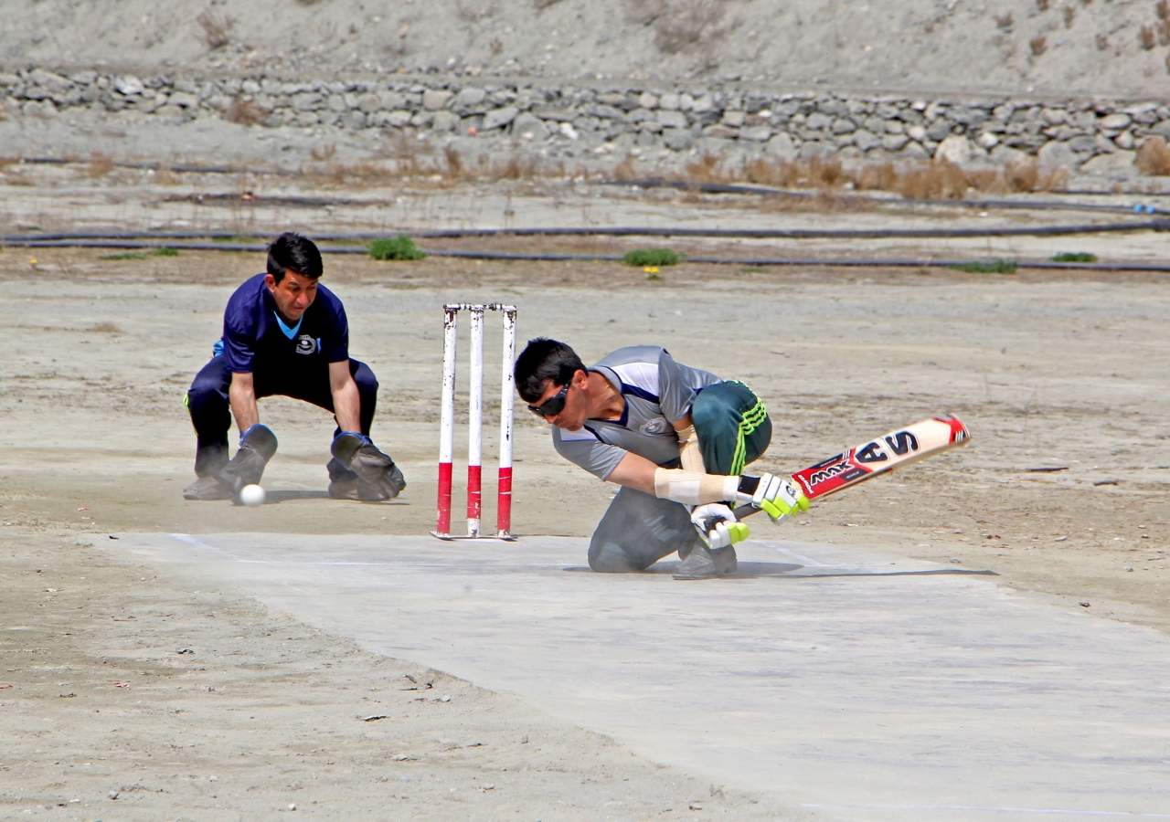 An athlete competes during the blind cricket tournament organised by the Aga Khan Youth and Sports Board for Pakistan.