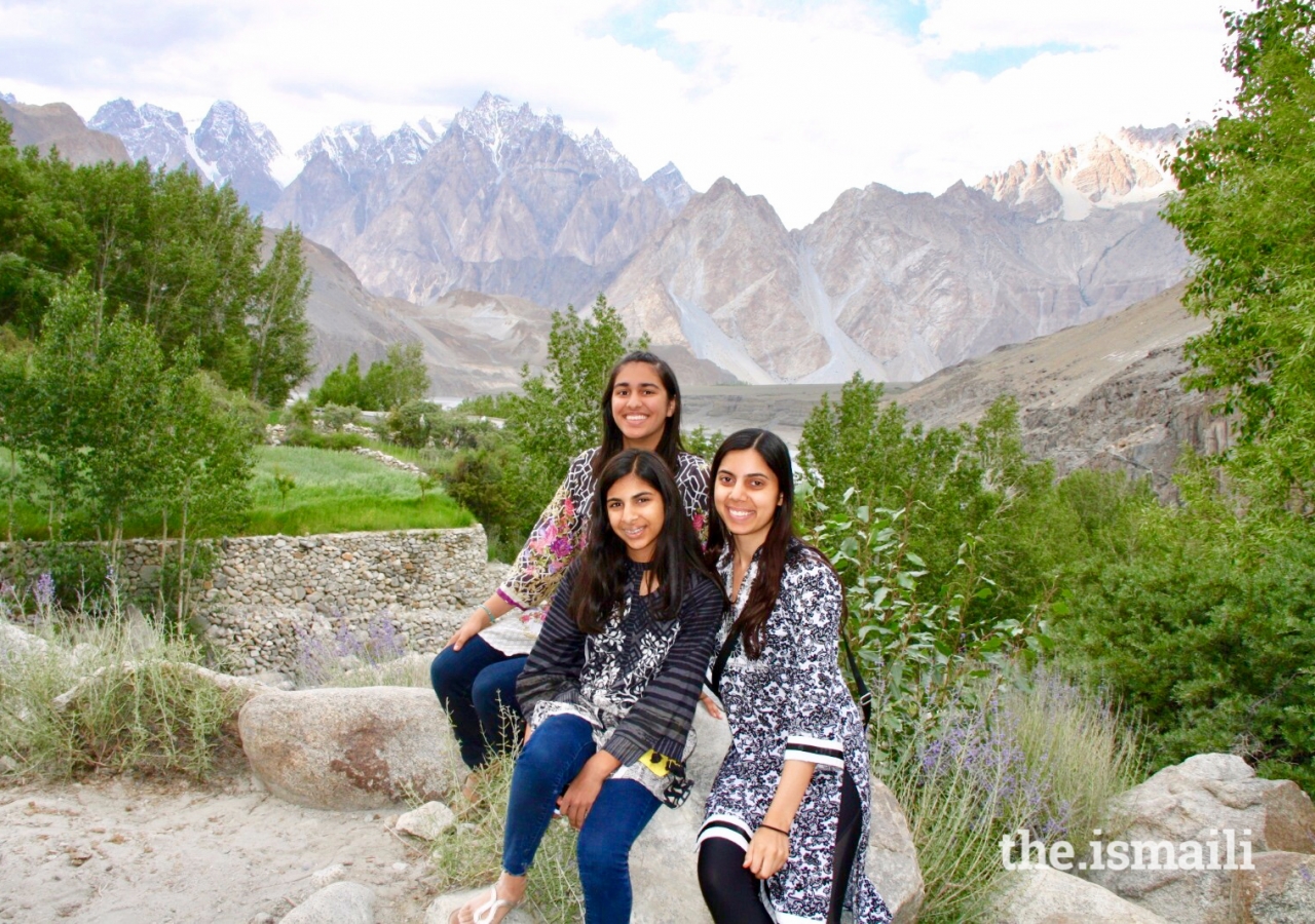 (Left to right) Ammana Karmali, Ayla Karmali, and Alizeh Karmali at Duikar Mountain.