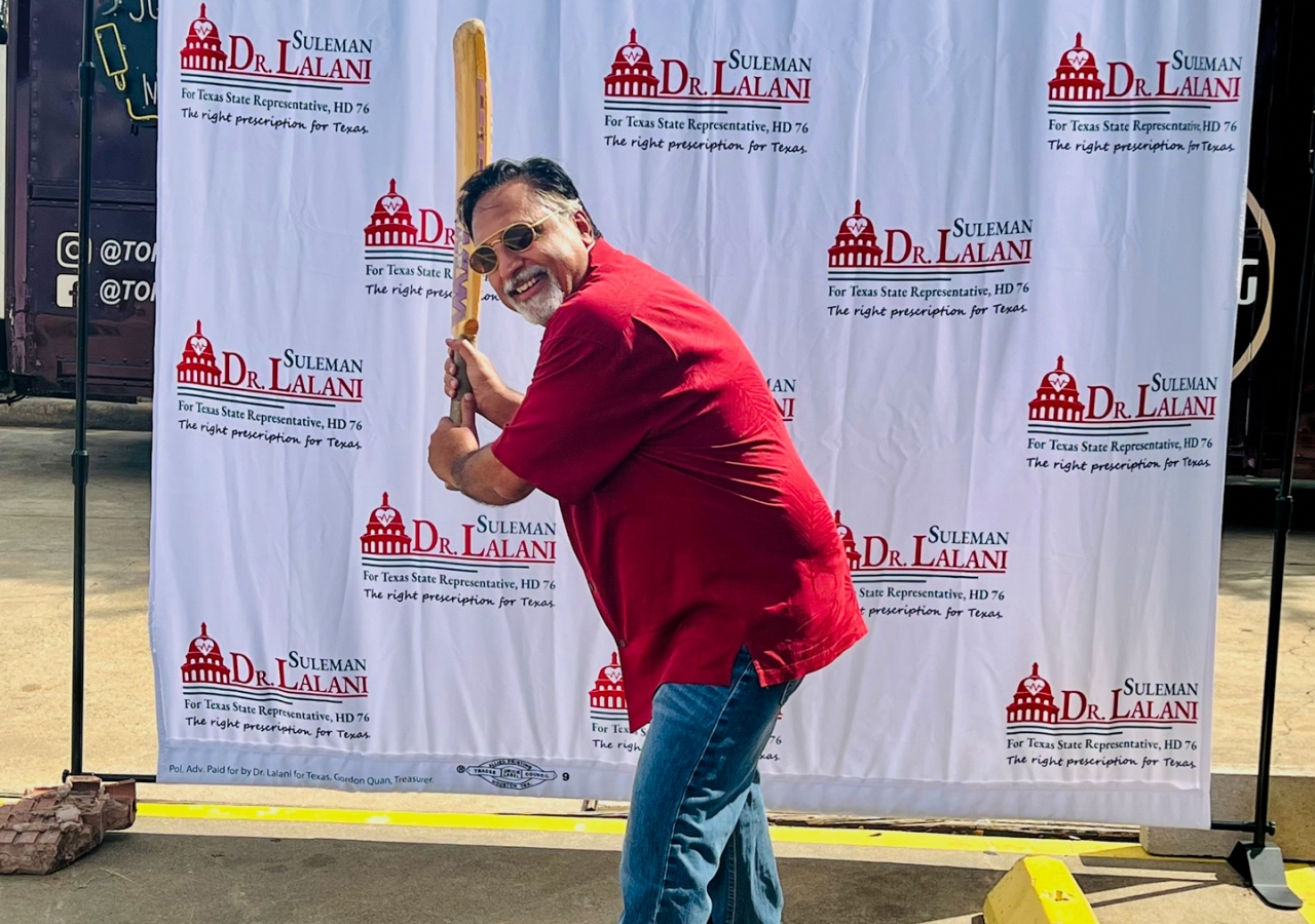 Dr. Suleman Lalani campaigning. He was elected to the Texas House of Representatives.