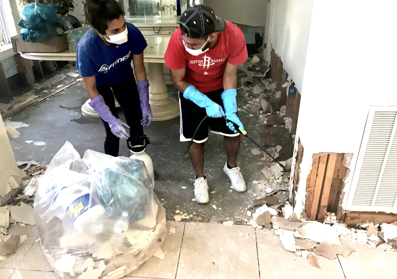 Community members came together in Friendswood, TX , to begin rebuilding homes.