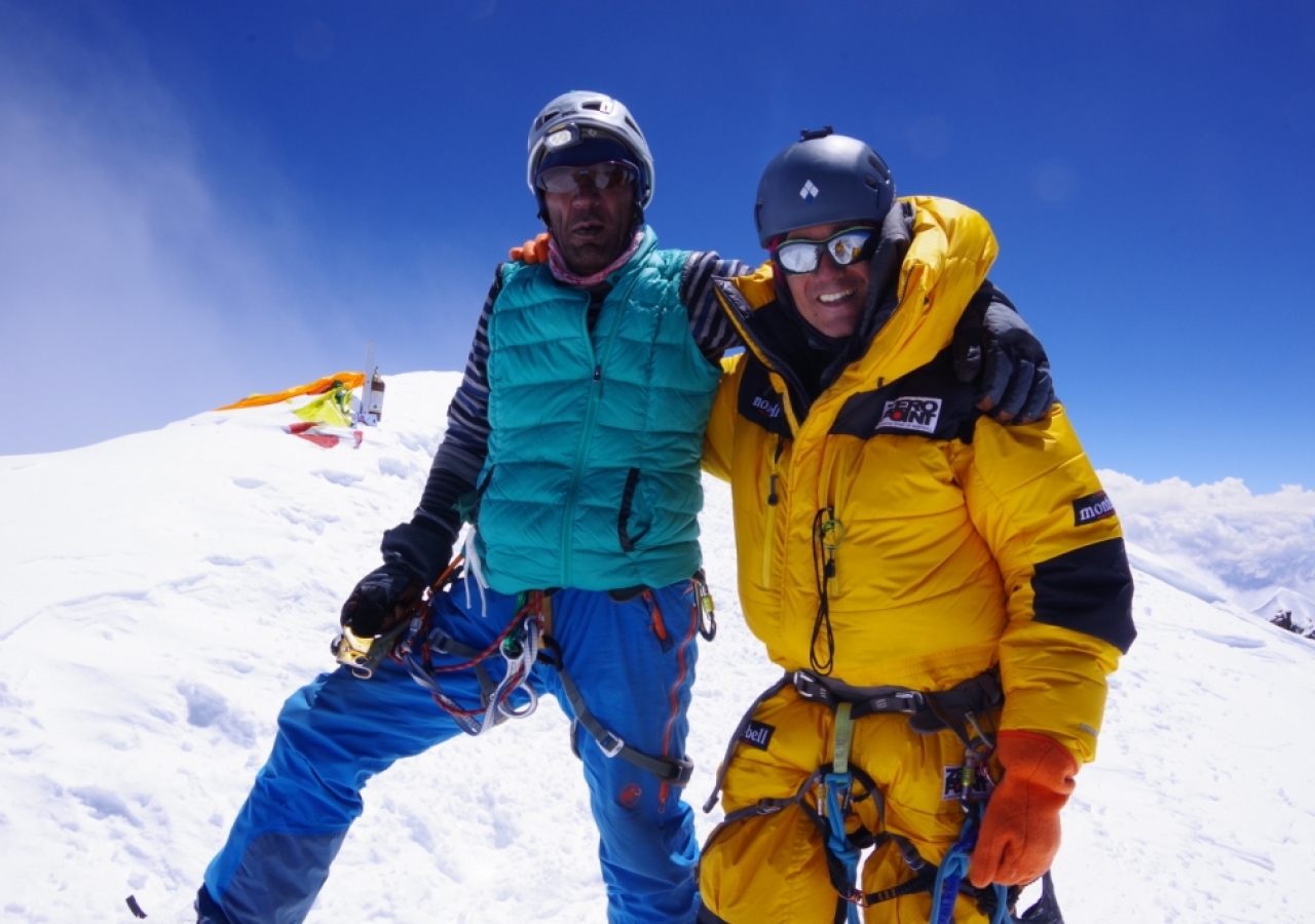 Fazal Ali after reaching the top of K2 - the world's second highest mountain.