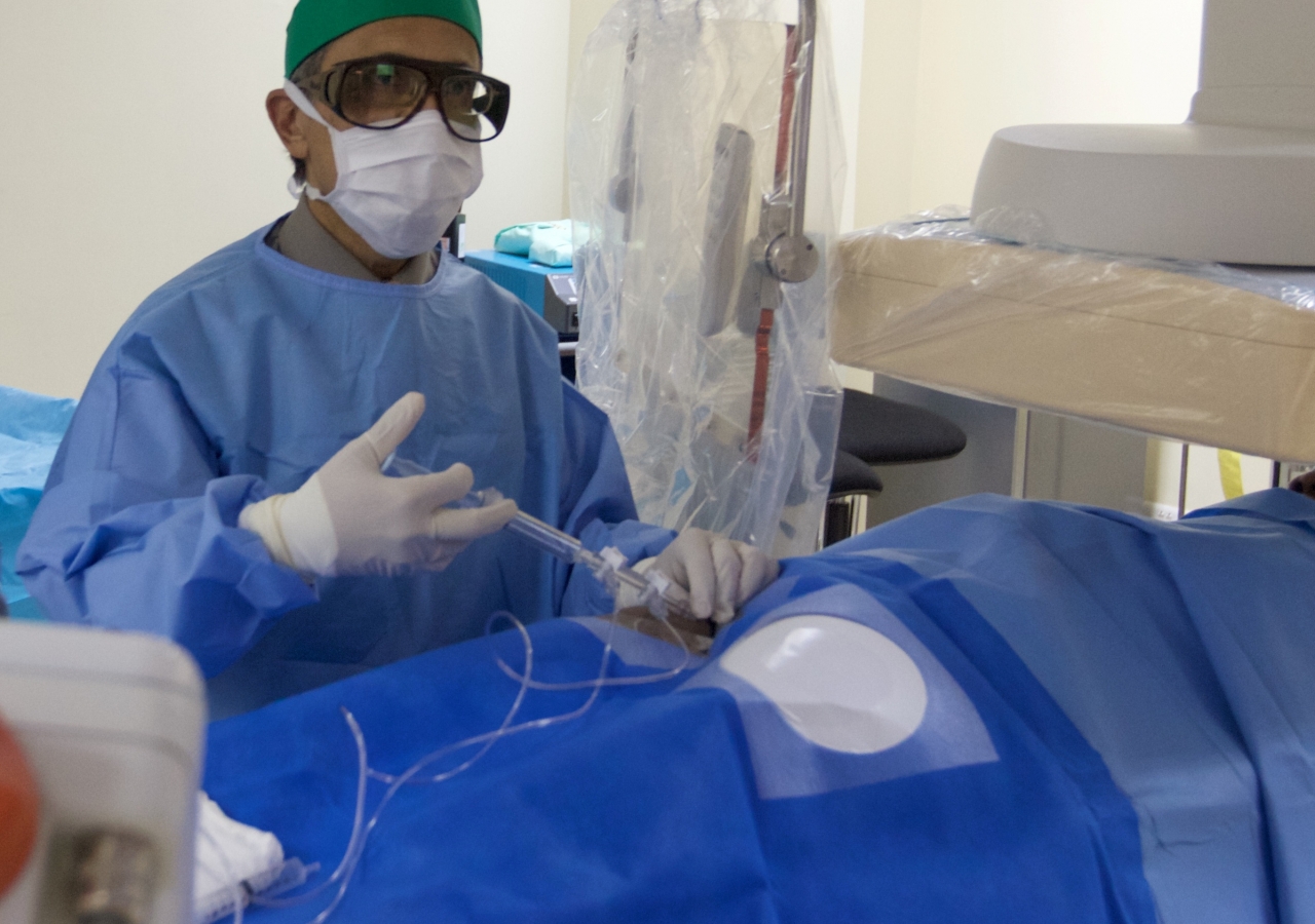 Dr. Jamal at work at the cardiac catheterization laboratory at the Aga Khan Hospital in Dar es Salaam.