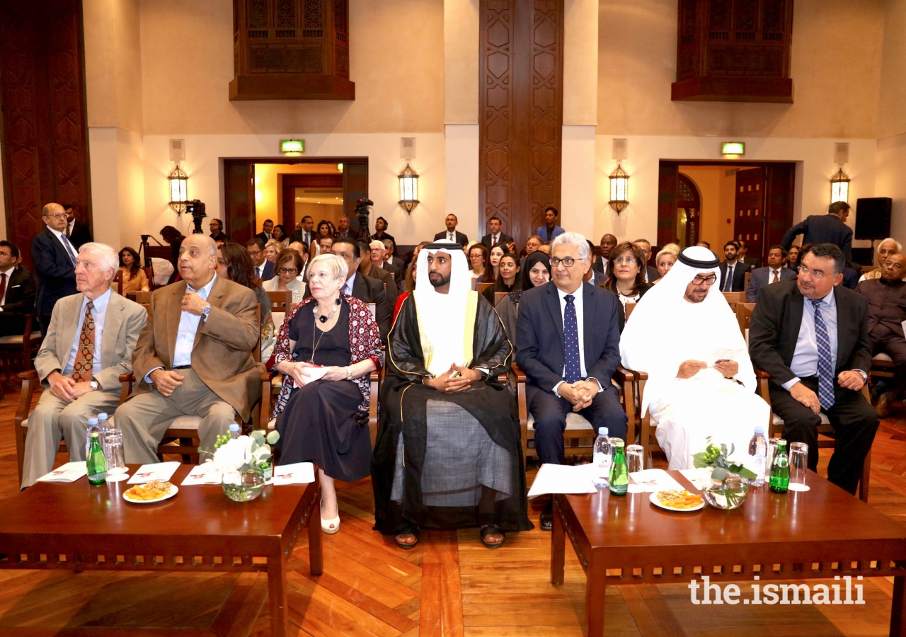 His Excellency Sheikh Mohamed Nahayan Mabarak Al Nahayan, Dr. Karen Armstrong and President of The Ismaili Council of United Arab Emirates