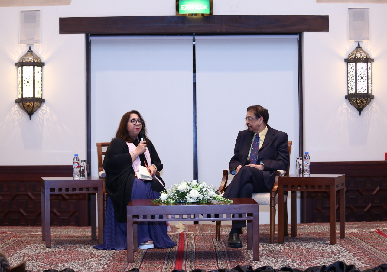 Nazneen Shafi and Dr Mohamed Keshavjee in discussion