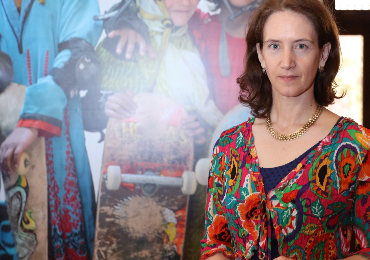 Jessica Fulford-Dobson at the opening of the 'Skate Girls of Kabul' photography exhibition