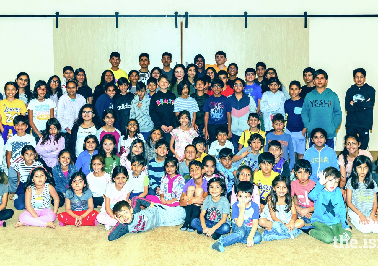 Karishma Ali with youth in Santa Monica Jamatkhana.