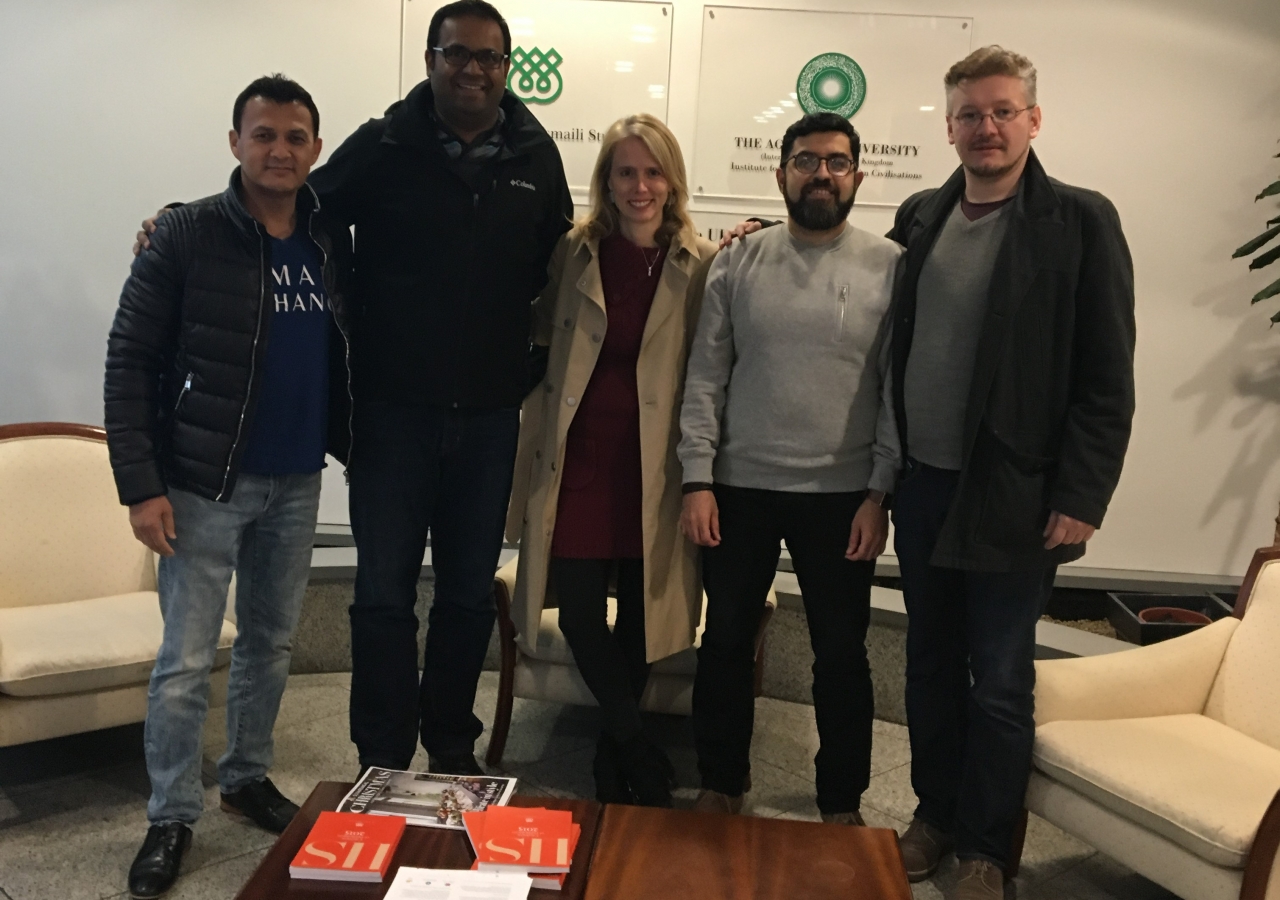 (L-R) Ahmad Sakhi, Malik Merchant, Dr Sarah Bowen Savant, Sohail Merchant, and Dr Maxim Romanov during the KITAB project which was completed in 2018.