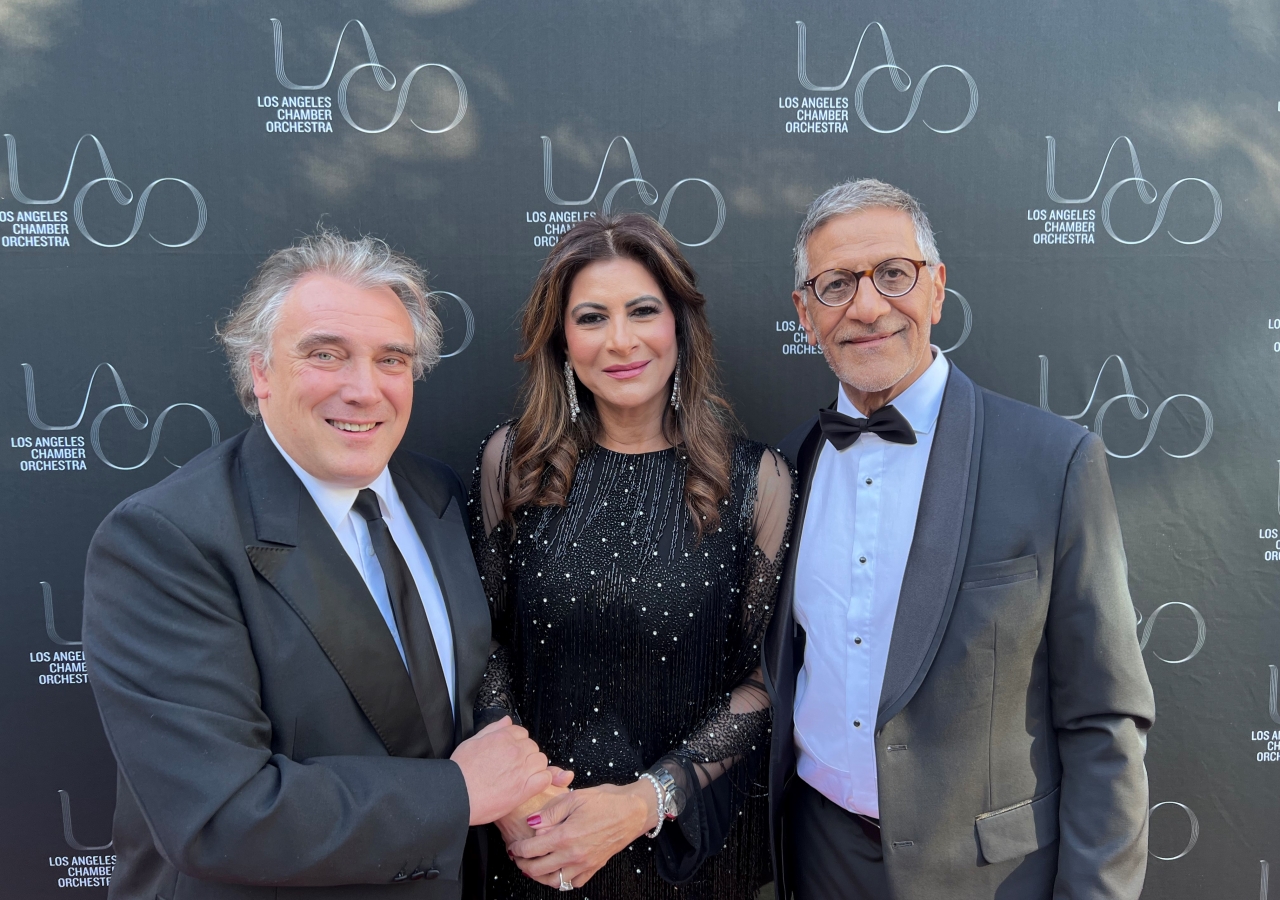 Los Angeles Chamber Orchestra’s Music Director Jaime Martín, Shaheen Nanji, and Anil Nanji 