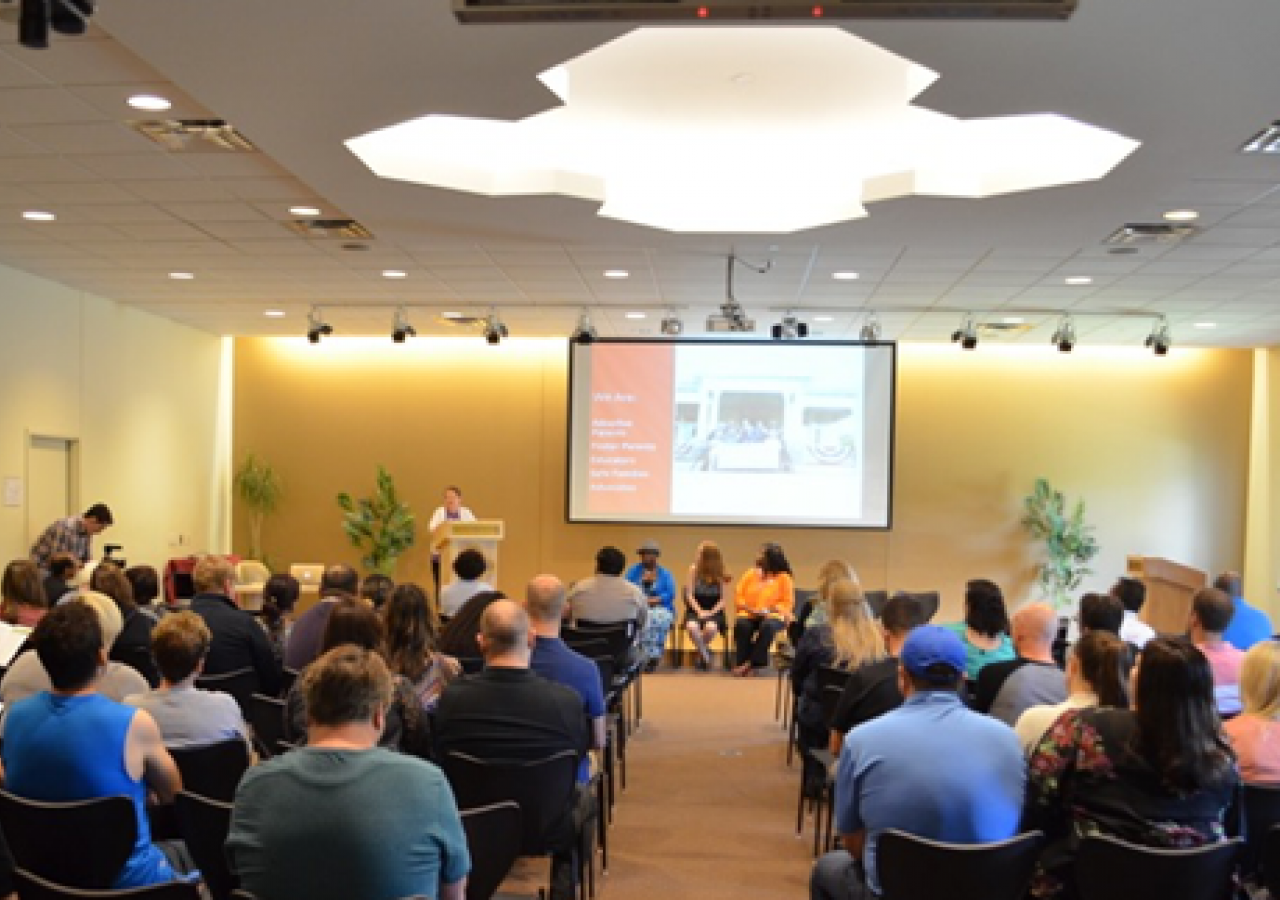 Individuals gather to learn more about adoption at The Ismaili Jamatkhana and Center, Glenview.