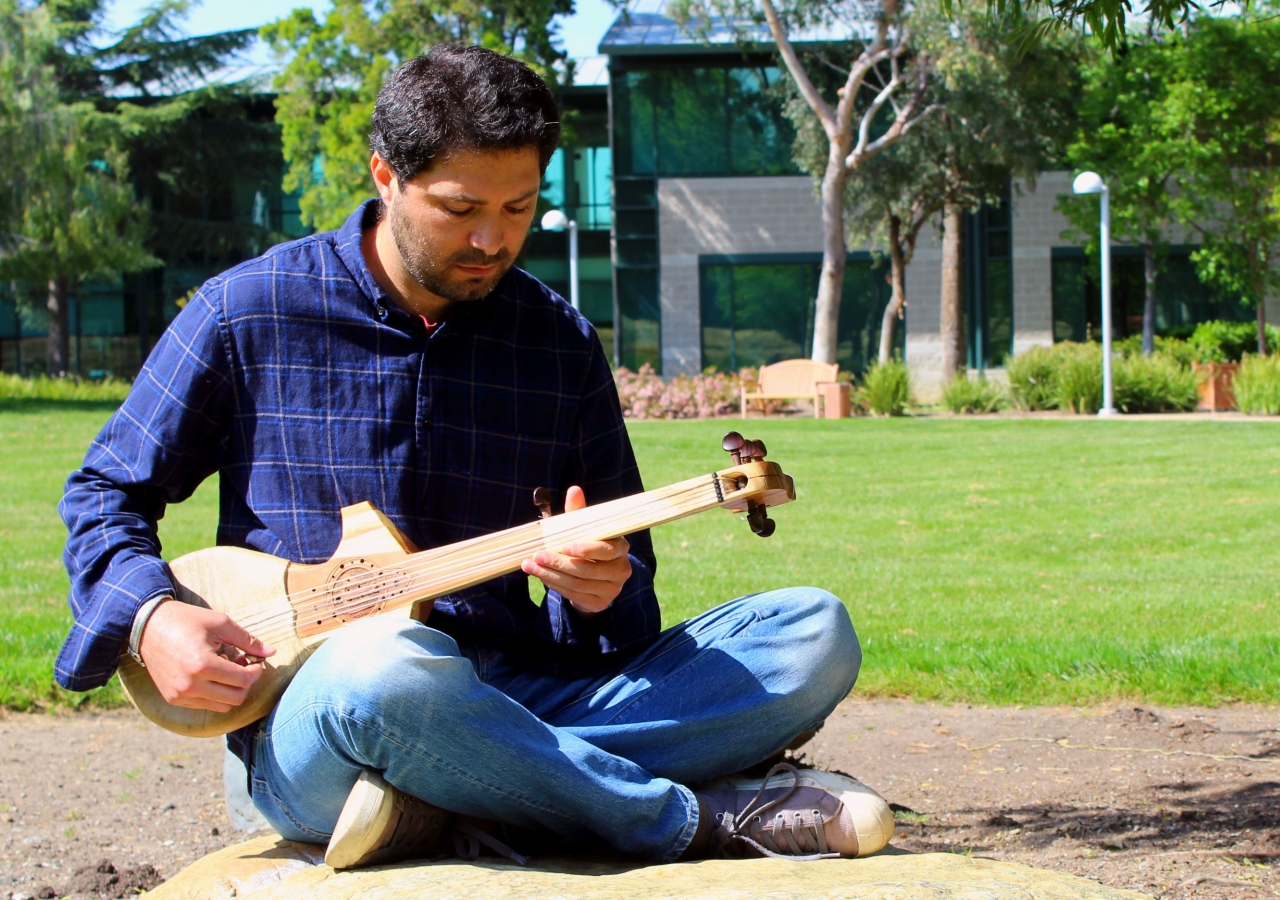 Maruf Noyoft with his rubab.