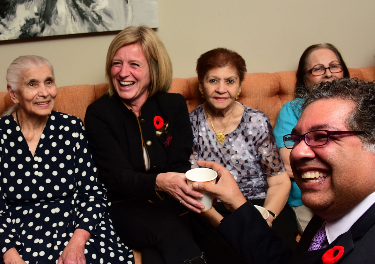 Premier Rachel Notley and Mayor Naheed Nenshi visit residents currently living at Generations campus in Calgary.