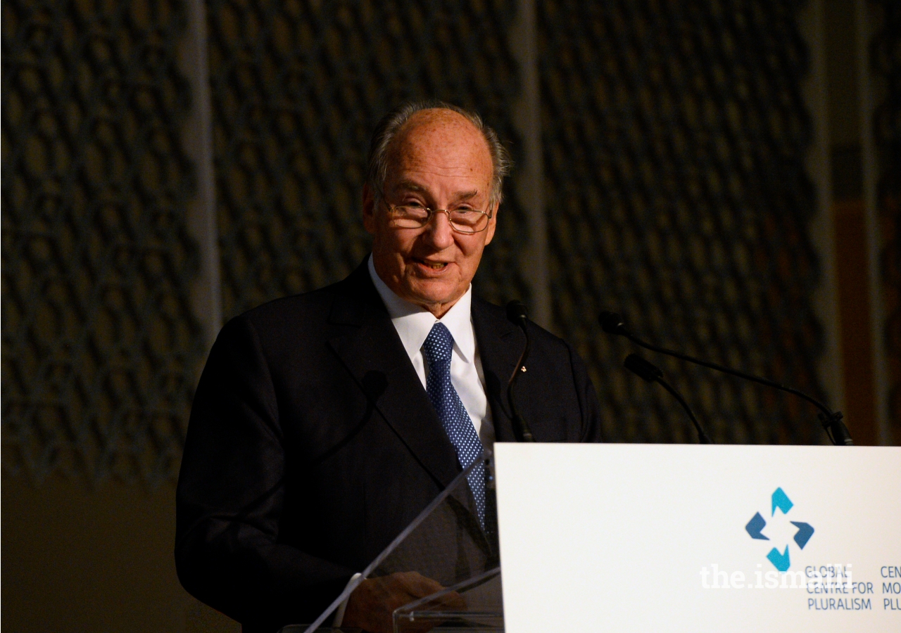 Mawlana Hazar Imam delivers remarks during the ceremony, The Global Centre for Pluralism was founded as a partnership between Mawlana Hazar Imam and the Government of Canada.