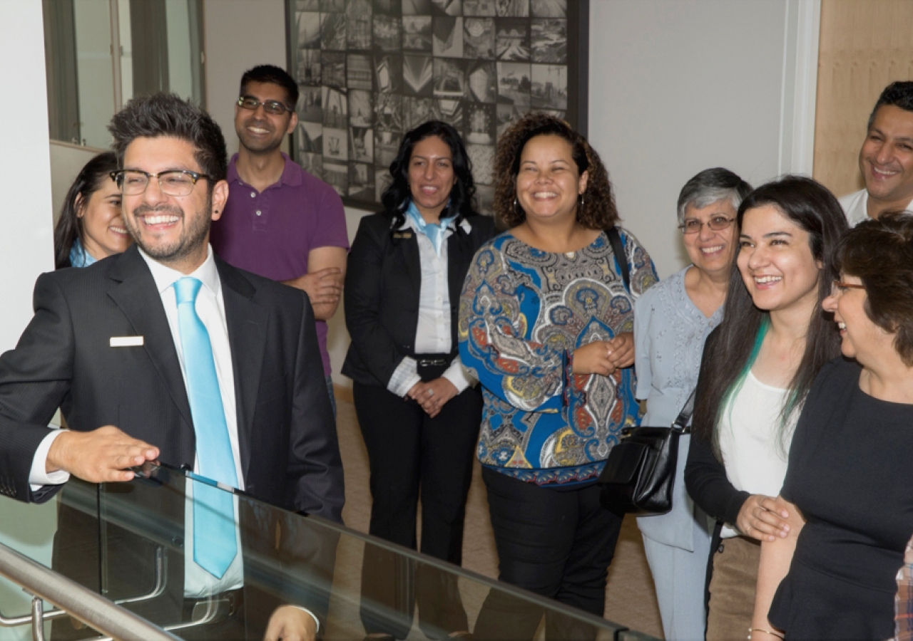 Tour guides conduct mock tours in preparation for the opening of the Ismaili Centre, Toronto. Moez Visram