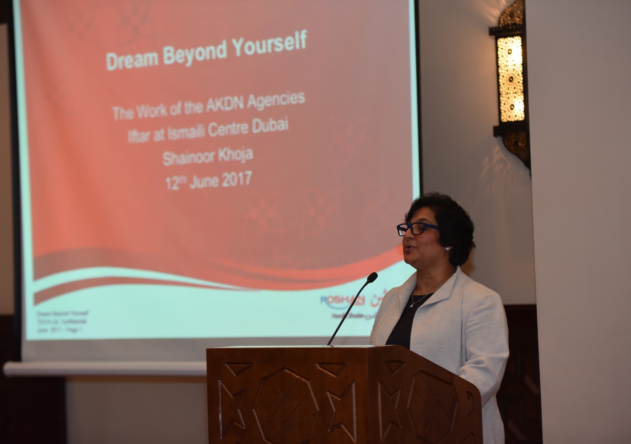 Shainoor Khoja addressing the audience