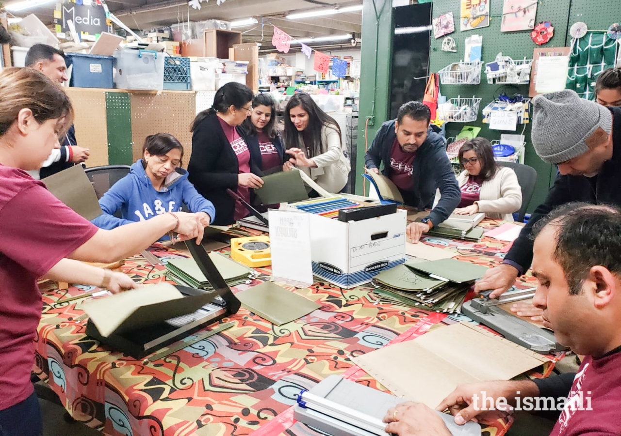 I-CERV volunteers organizing recycled materials at the Turnip Green Creative Reuse in Nashville, Tennessee.