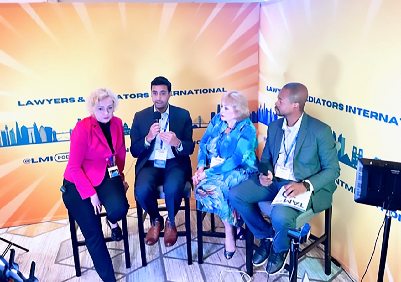 Omar Samji participating in an interview with "Lawyers and Mediators International," at the Texas Association of Mediators' annual conference.