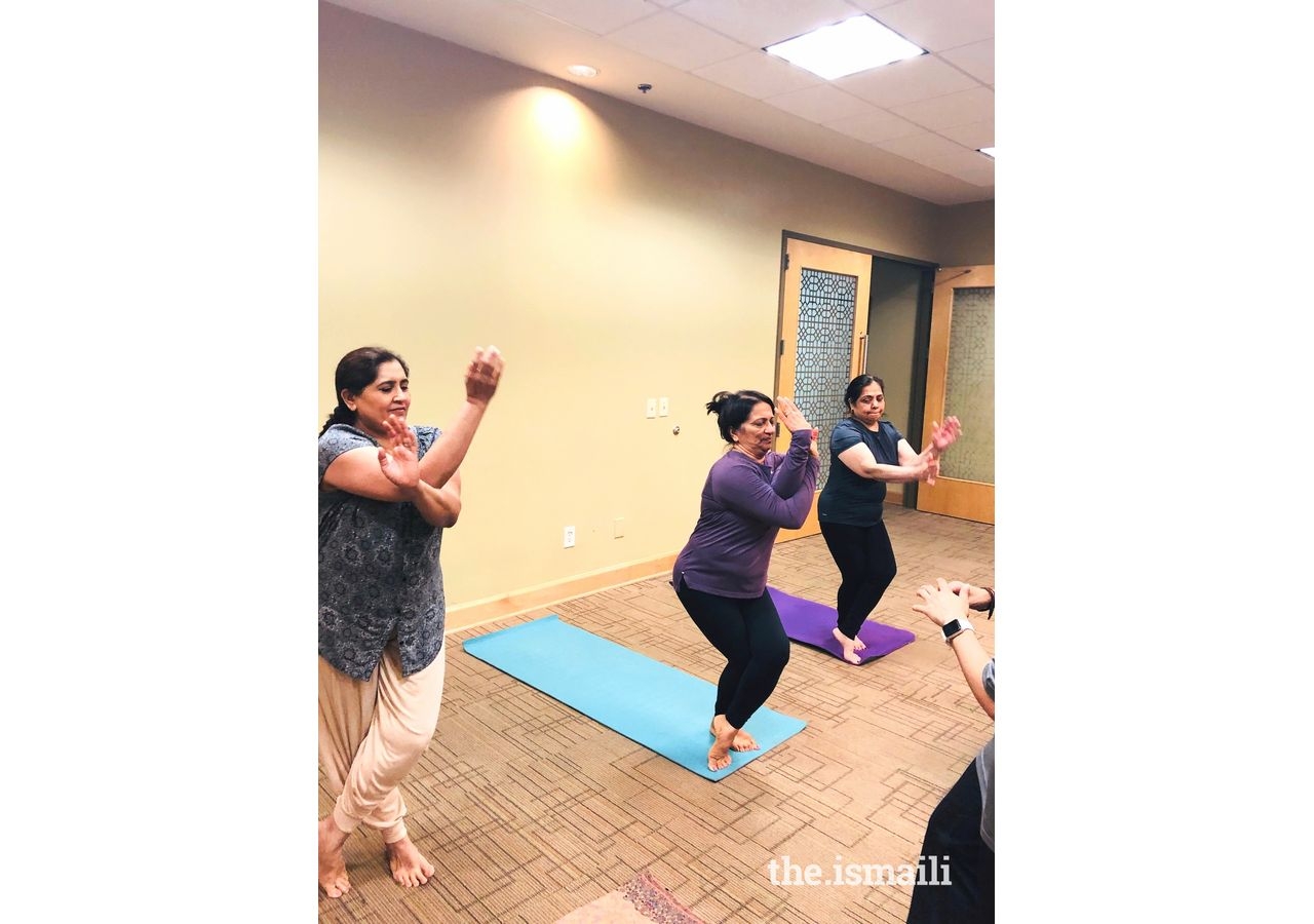 Parveen Punjani in a Move 2B fit yoga session at Atlanta HQ Jamatkhana.